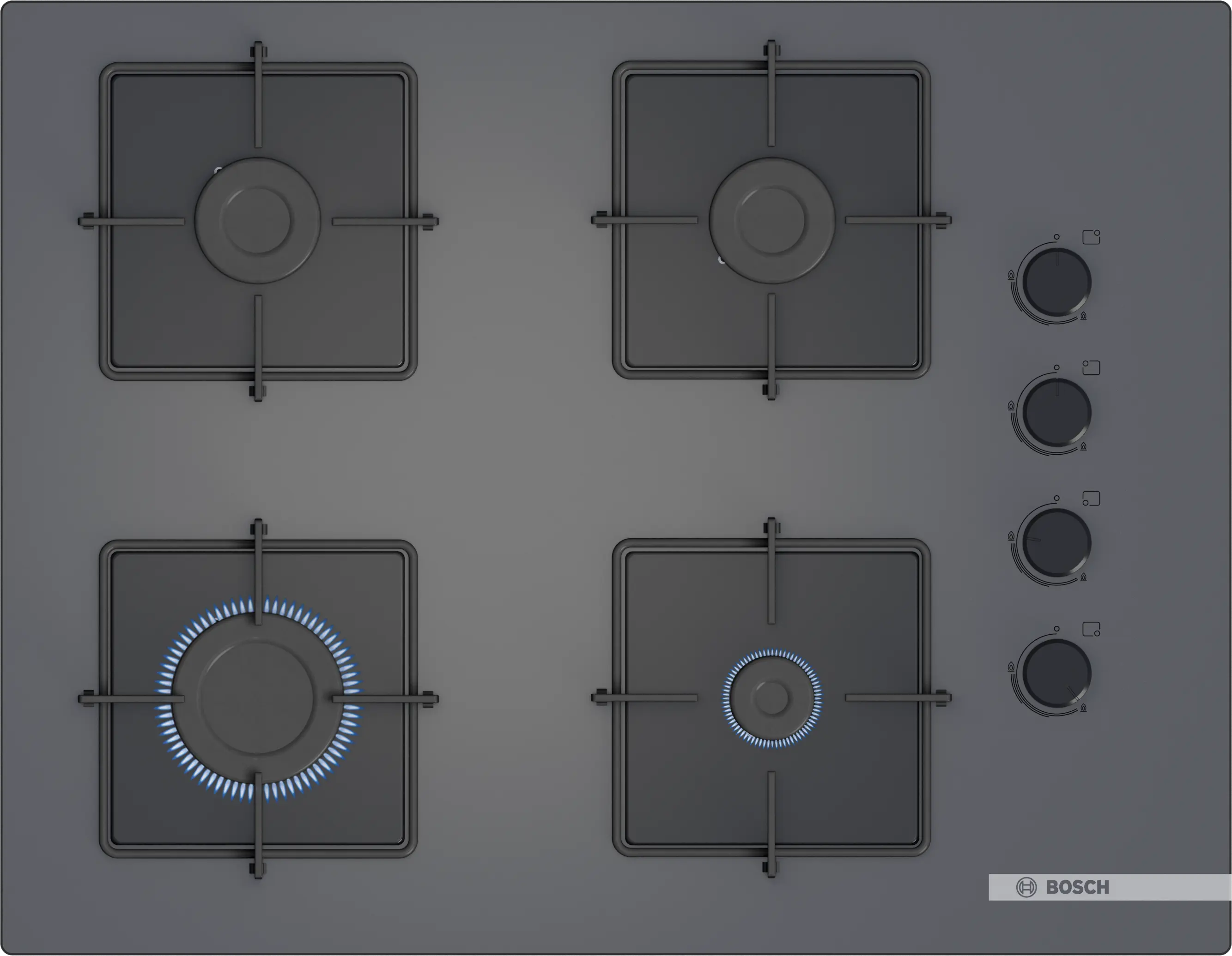Serie 4 Gazlı Ocak 67 cm Sert cam, Antrasit gri - Gorsel 1