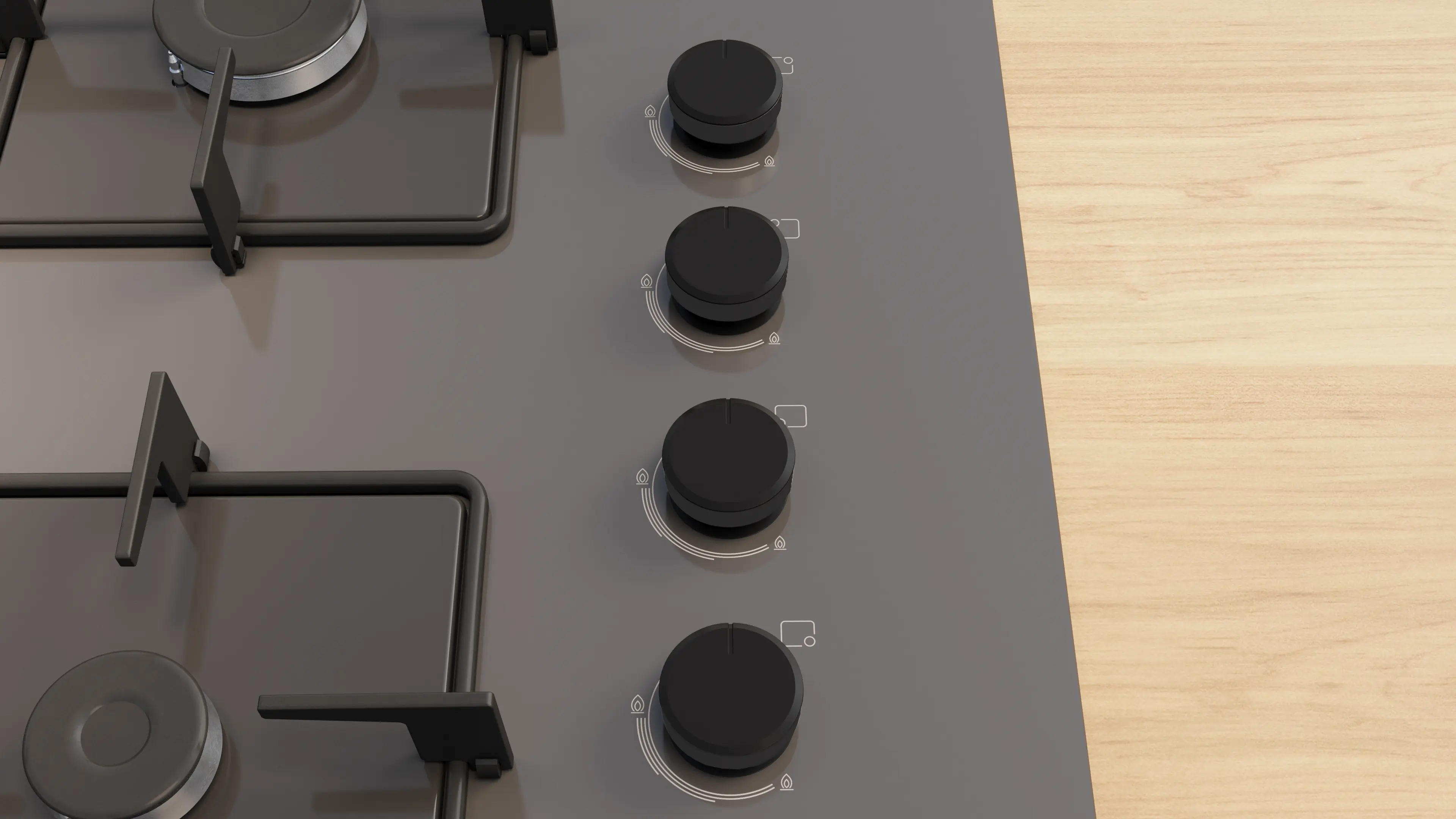 Serie 4 Gazlı Ocak 67 cm Sert cam, Antrasit gri - Gorsel 3