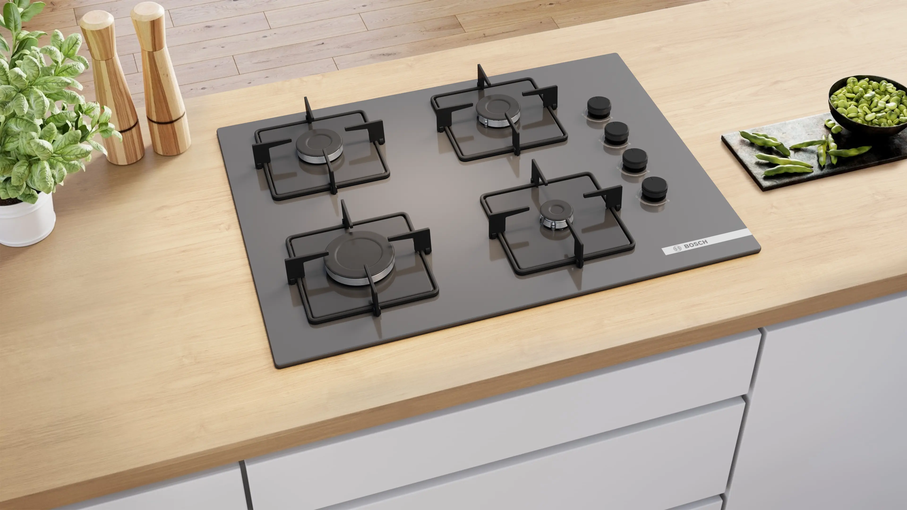 Serie 4 Gazlı Ocak 67 cm Sert cam, Antrasit gri - Gorsel 5