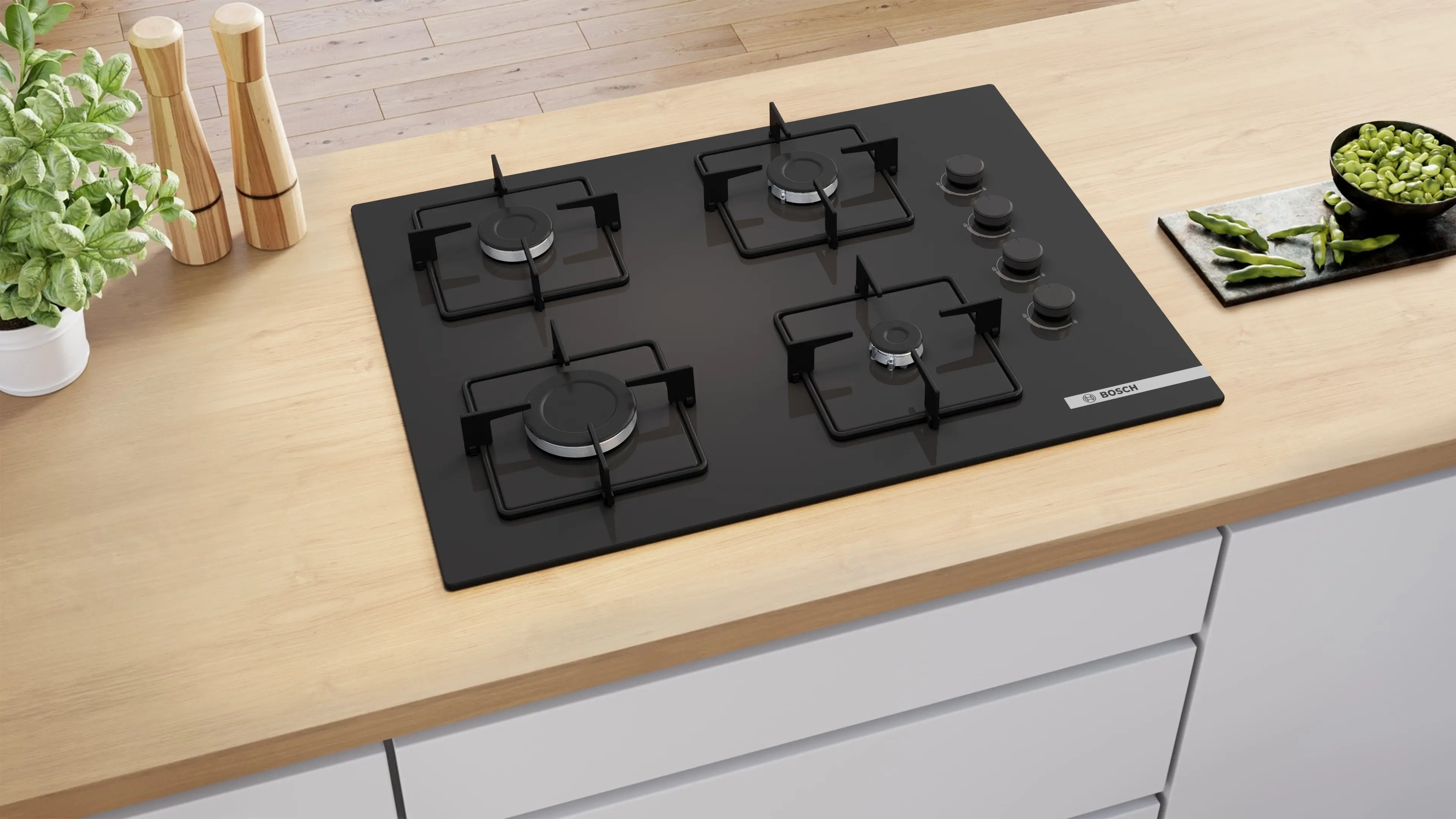 Serie 4 Gazlı Ocak 67 cm Sert cam, Siyah - Gorsel 5