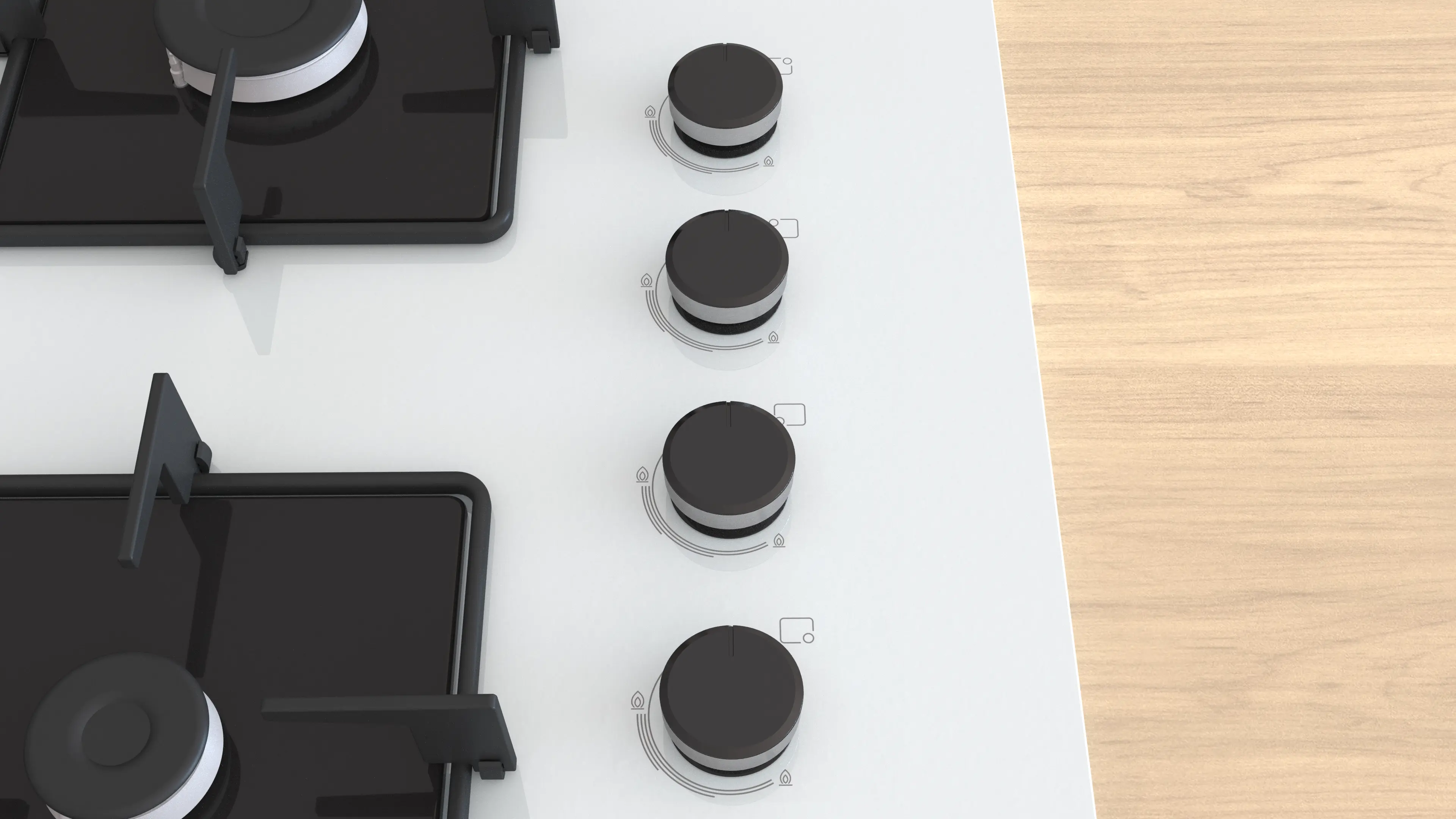 Serie 4 Gazlı Ocak 67 cm Sert cam, Beyaz - Gorsel 2