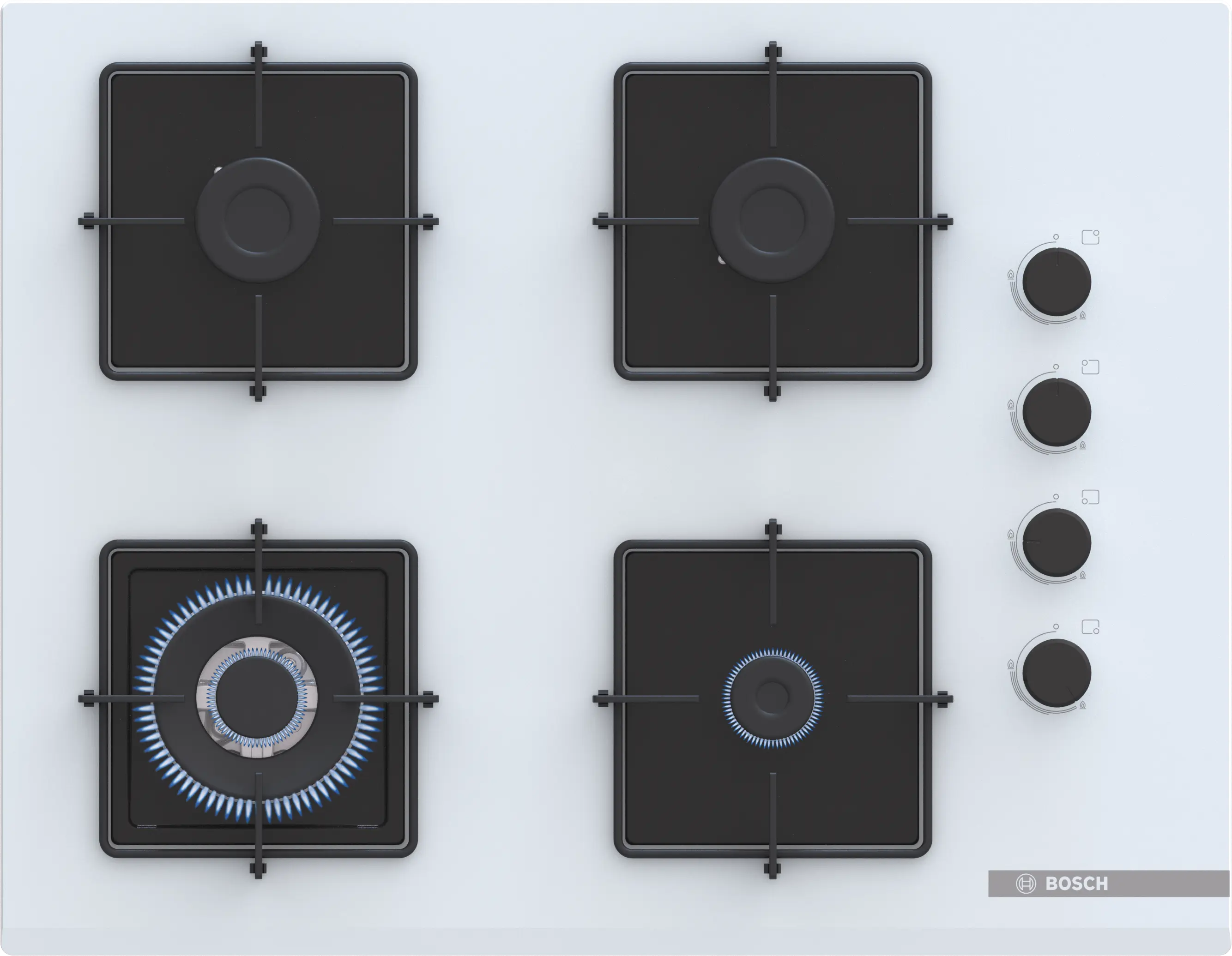 Serie 4 Gazlı Ocak 67 cm Sert cam, Beyaz - Gorsel 1
