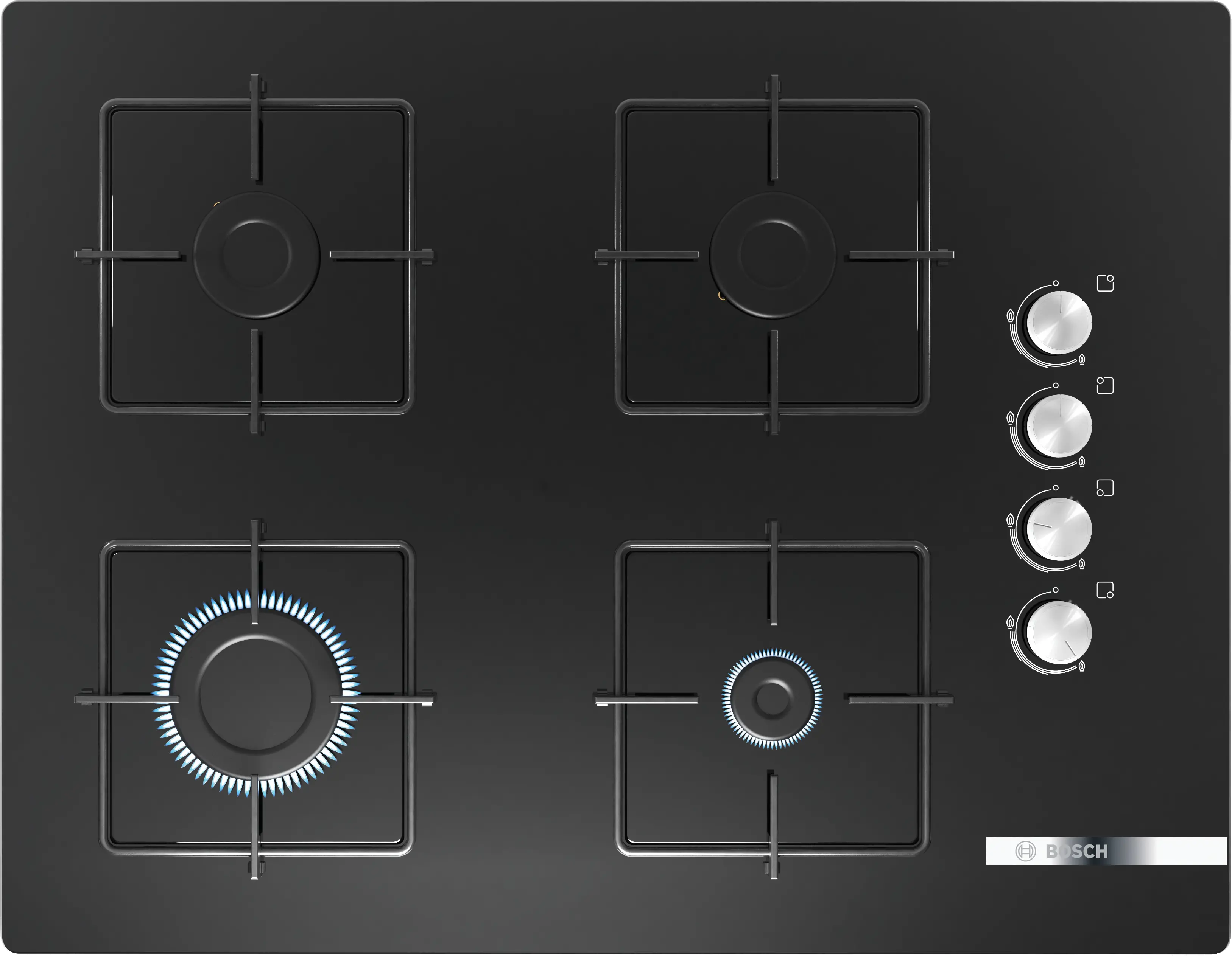 Serie 4 Gazlı Ocak 67 cm Sert cam, Siyah - Gorsel 1