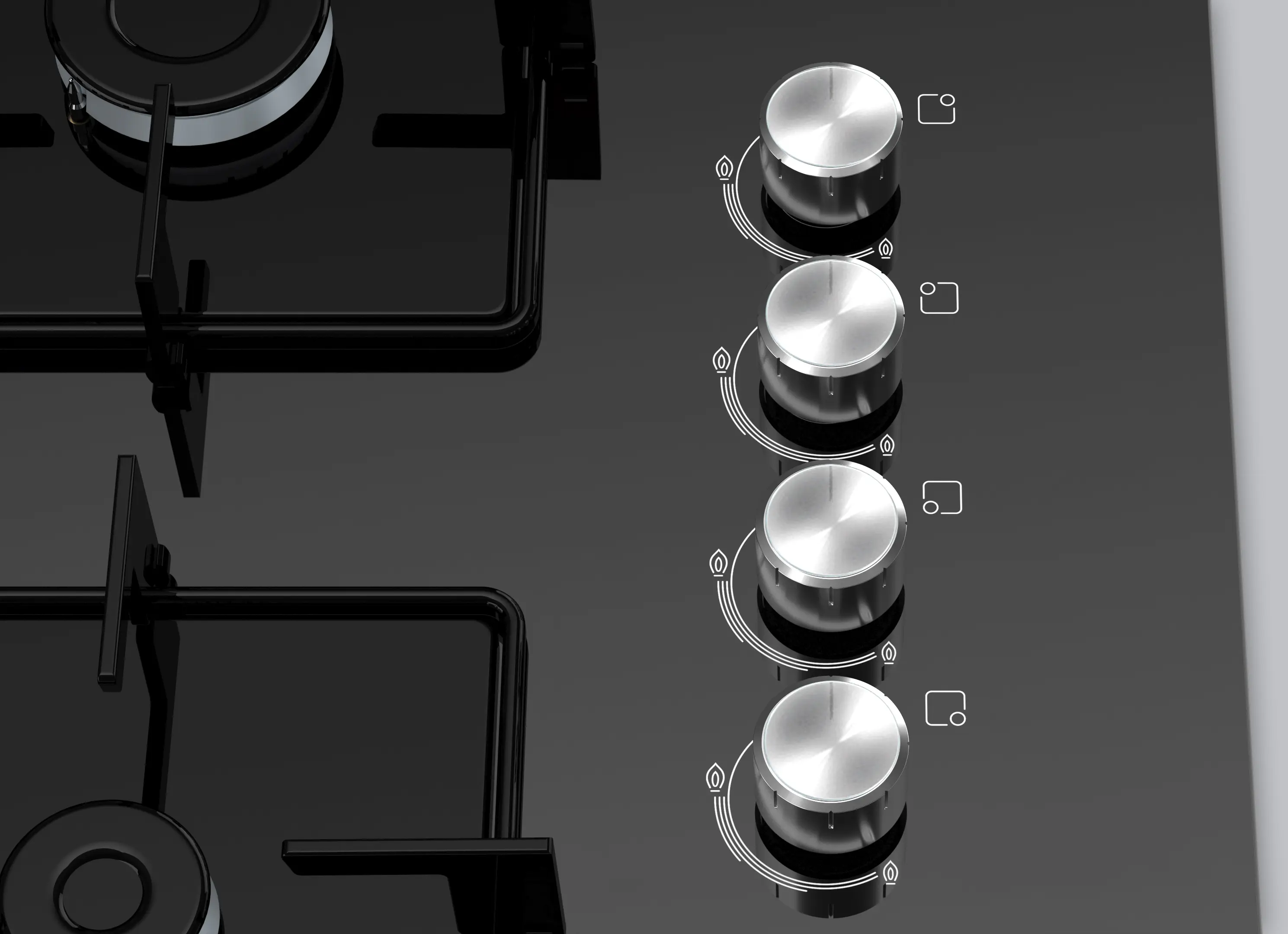 Serie 4 Gazlı Ocak 67 cm Sert cam, Siyah - Gorsel 2