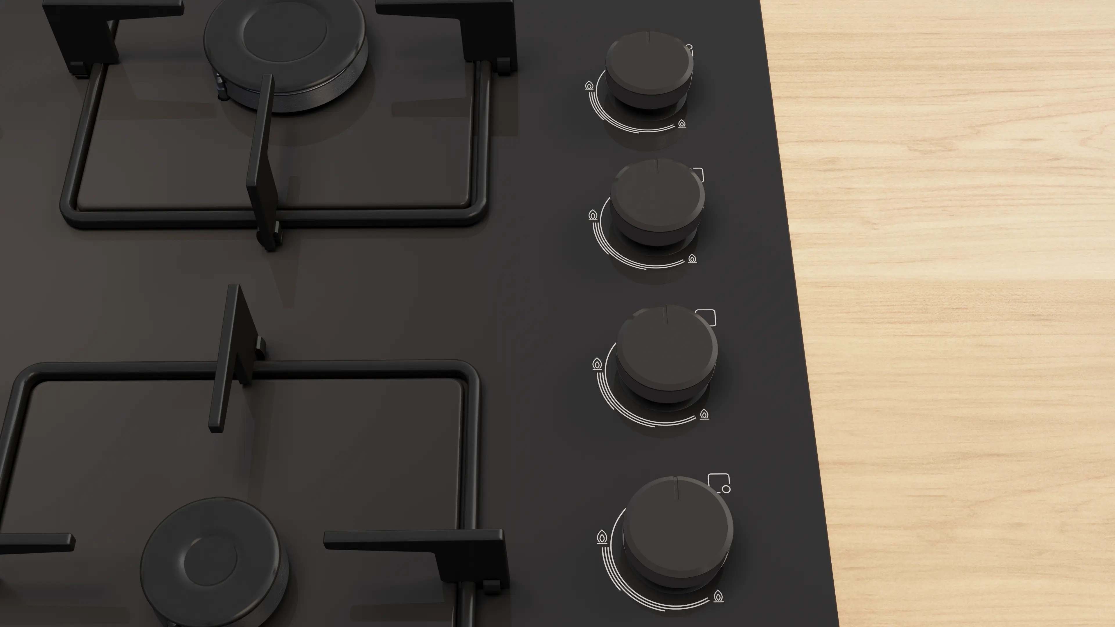 Serie 4 Gazlı Ocak 60 cm Sert cam, Siyah - Gorsel 3