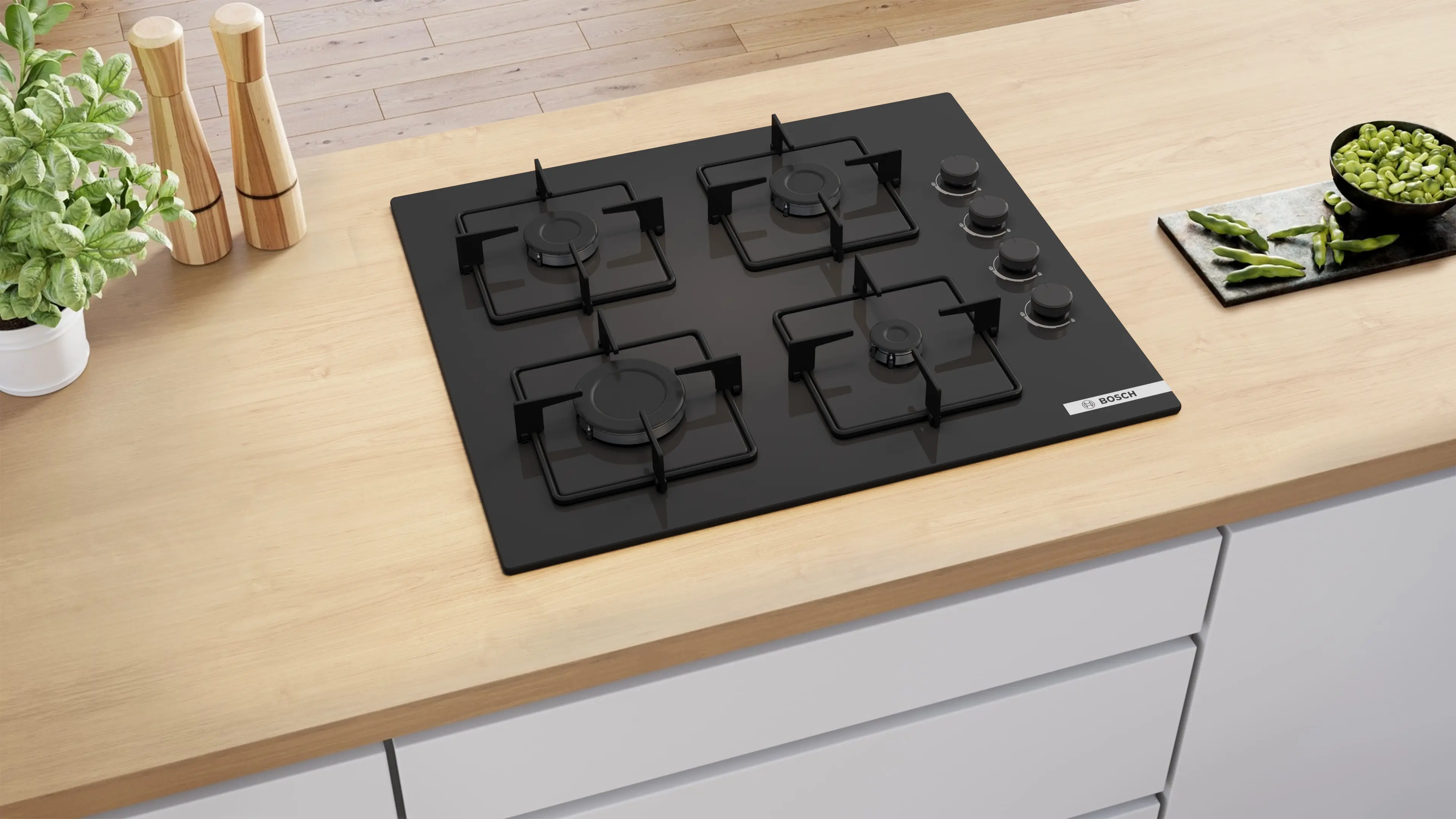 Serie 4 Gazlı Ocak 60 cm Sert cam, Siyah - Gorsel 5