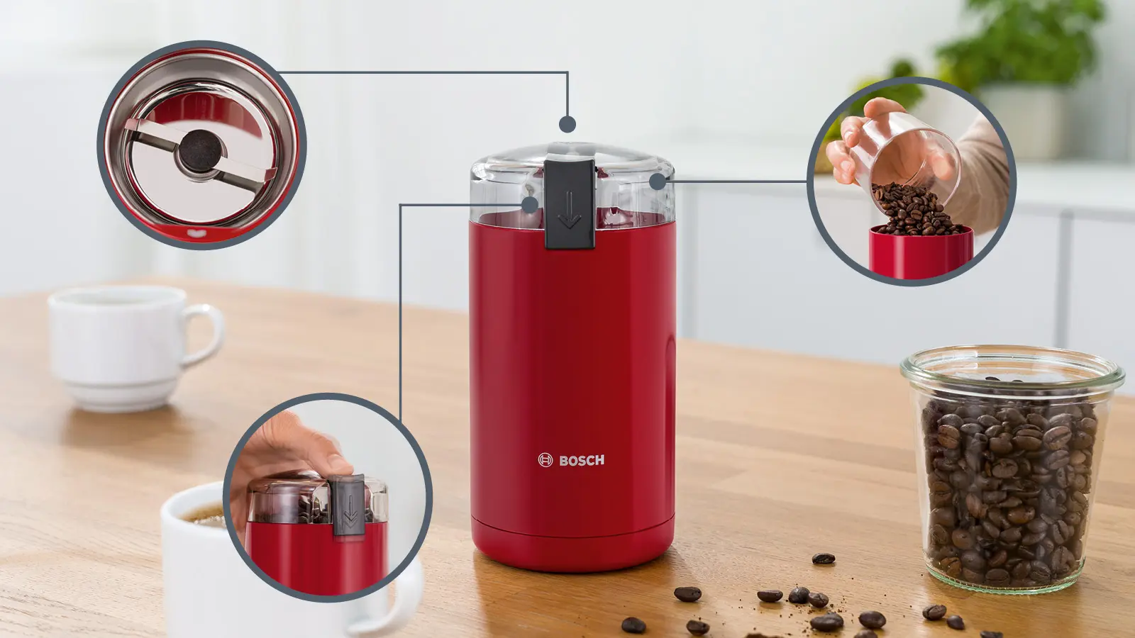 TSM6A014R Kahve Değirmeni Kırmızı - Gorsel 4