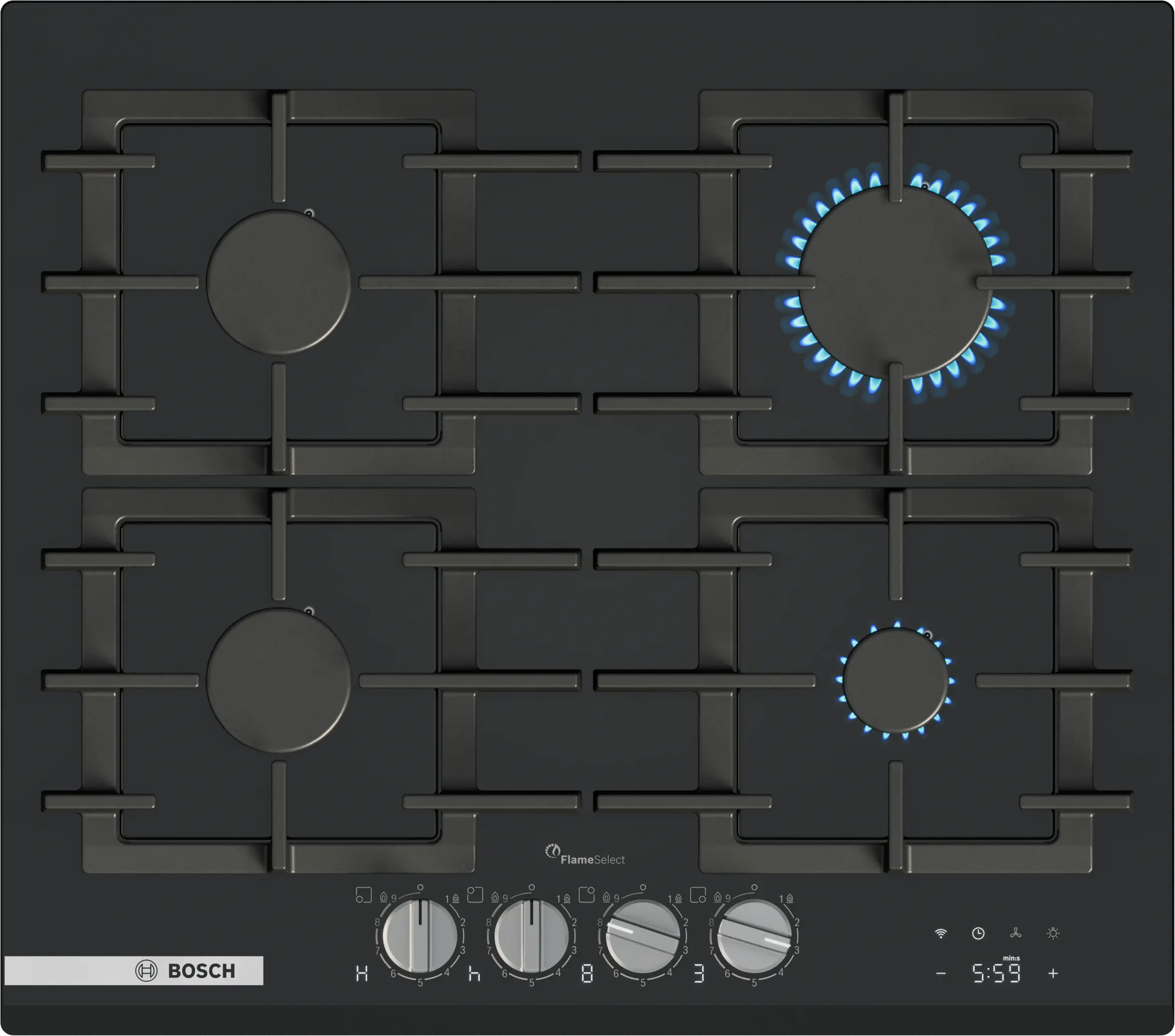 Serie 8 Gazlı Ocak 60 cm Sert cam, Siyah - Gorsel 1