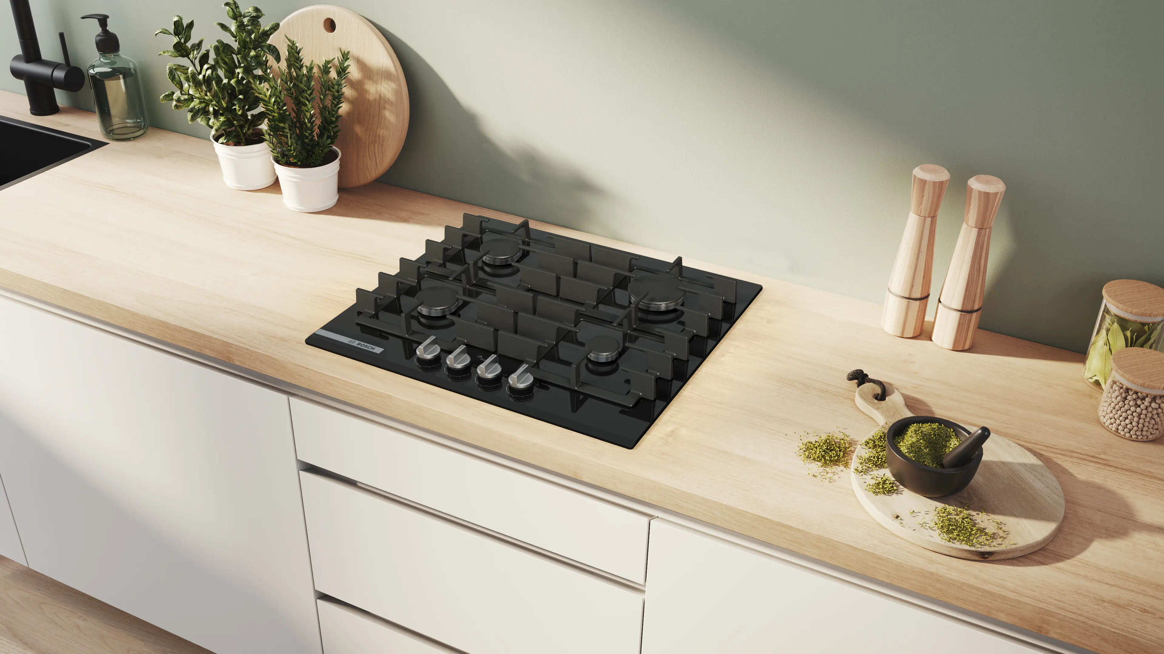 Serie 8 Gazlı Ocak 60 cm Sert cam, Siyah - Gorsel 4