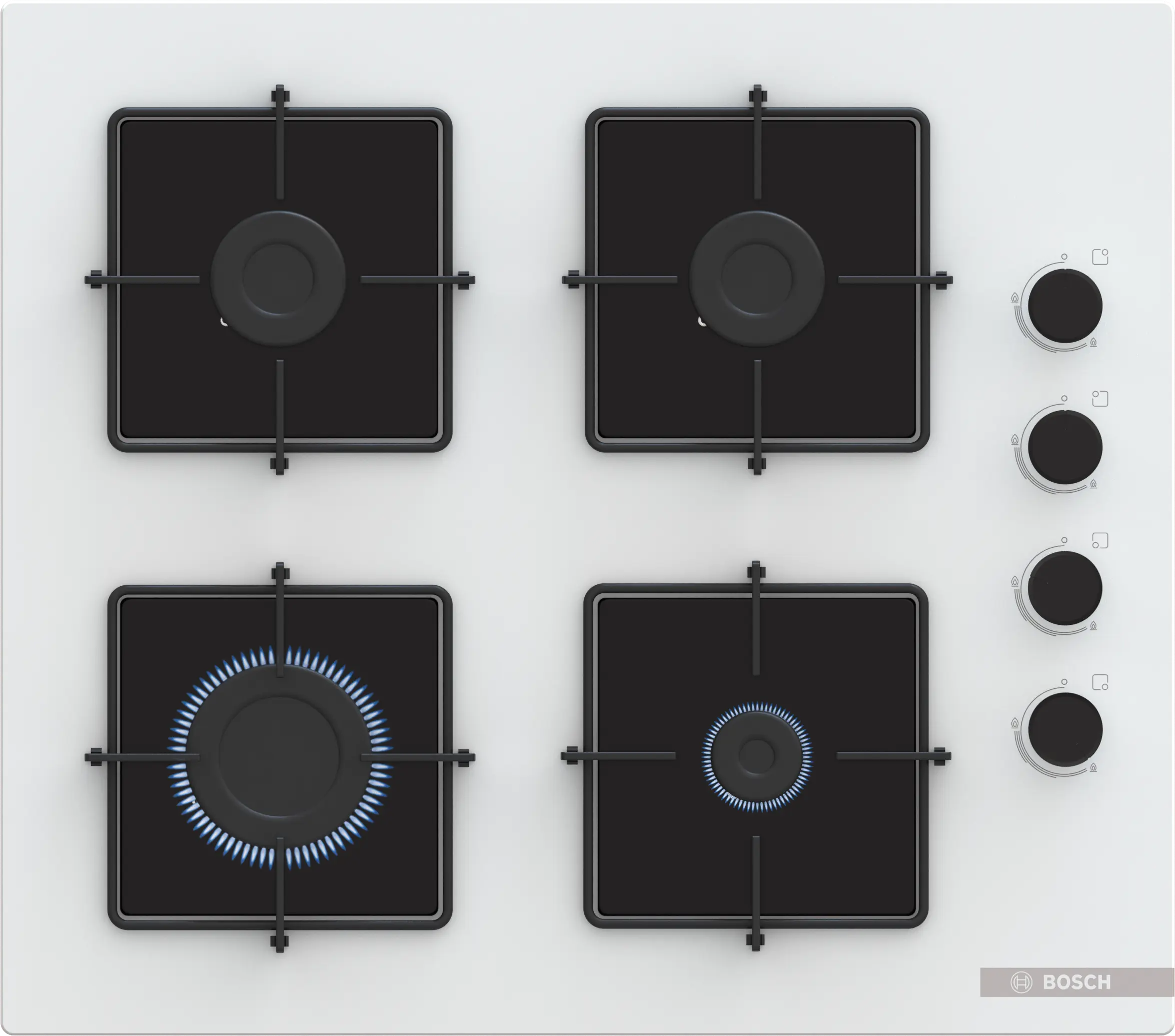 Serie 4 Gazlı Ocak 60 cm Sert cam, Beyaz - Gorsel 1