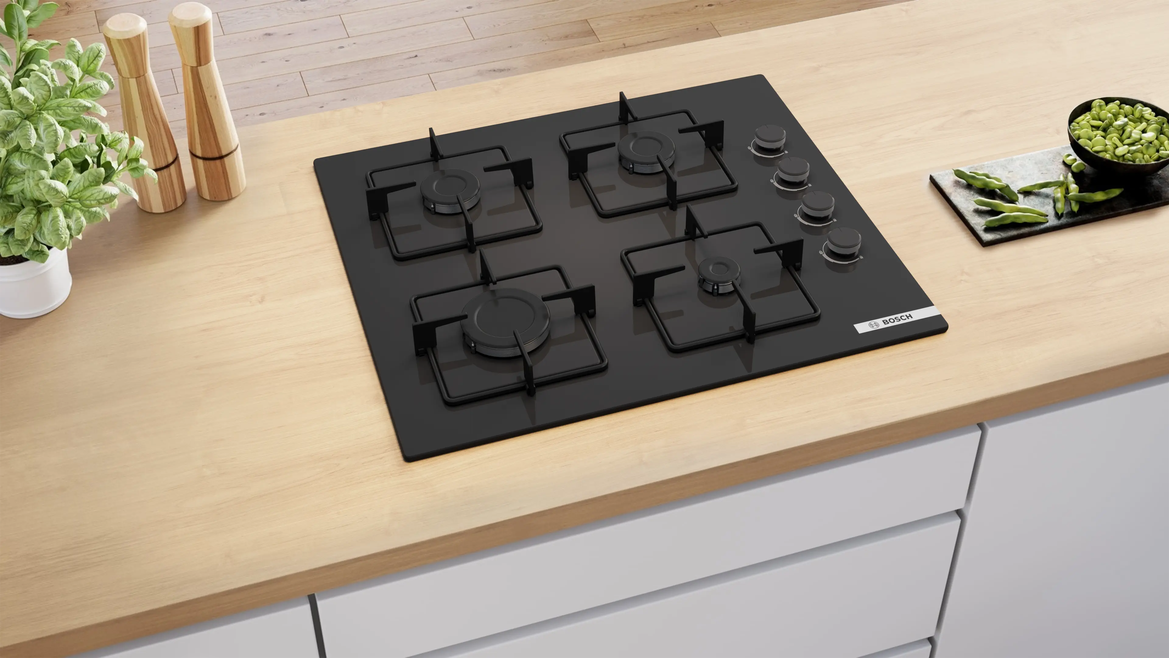 Serie 4 Gazlı Ocak 60 cm Sert cam, Siyah - Gorsel 5