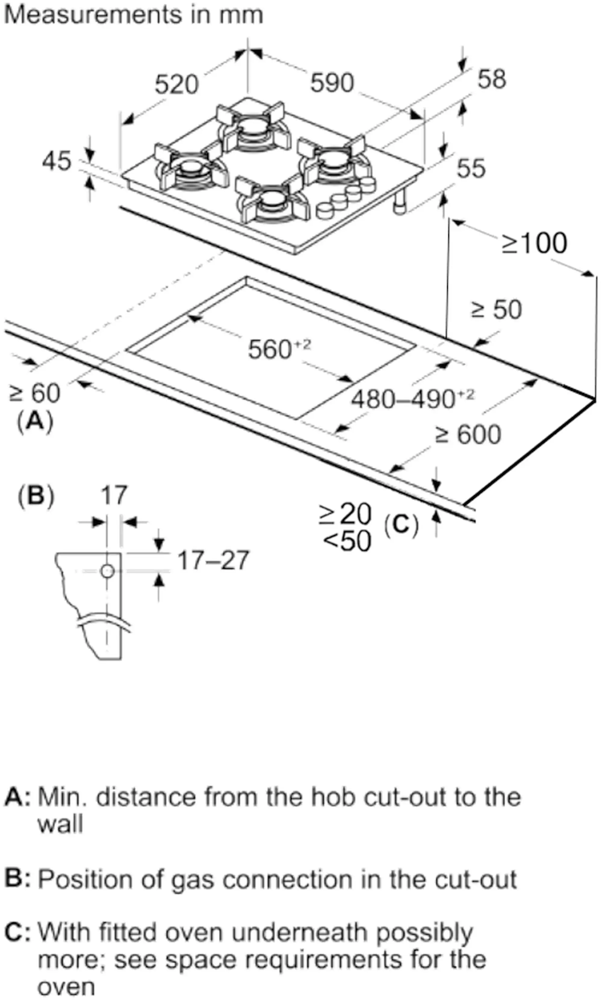 Serie 4 Gazlı Ocak 60 cm Sert cam, Siyah - Gorsel 3