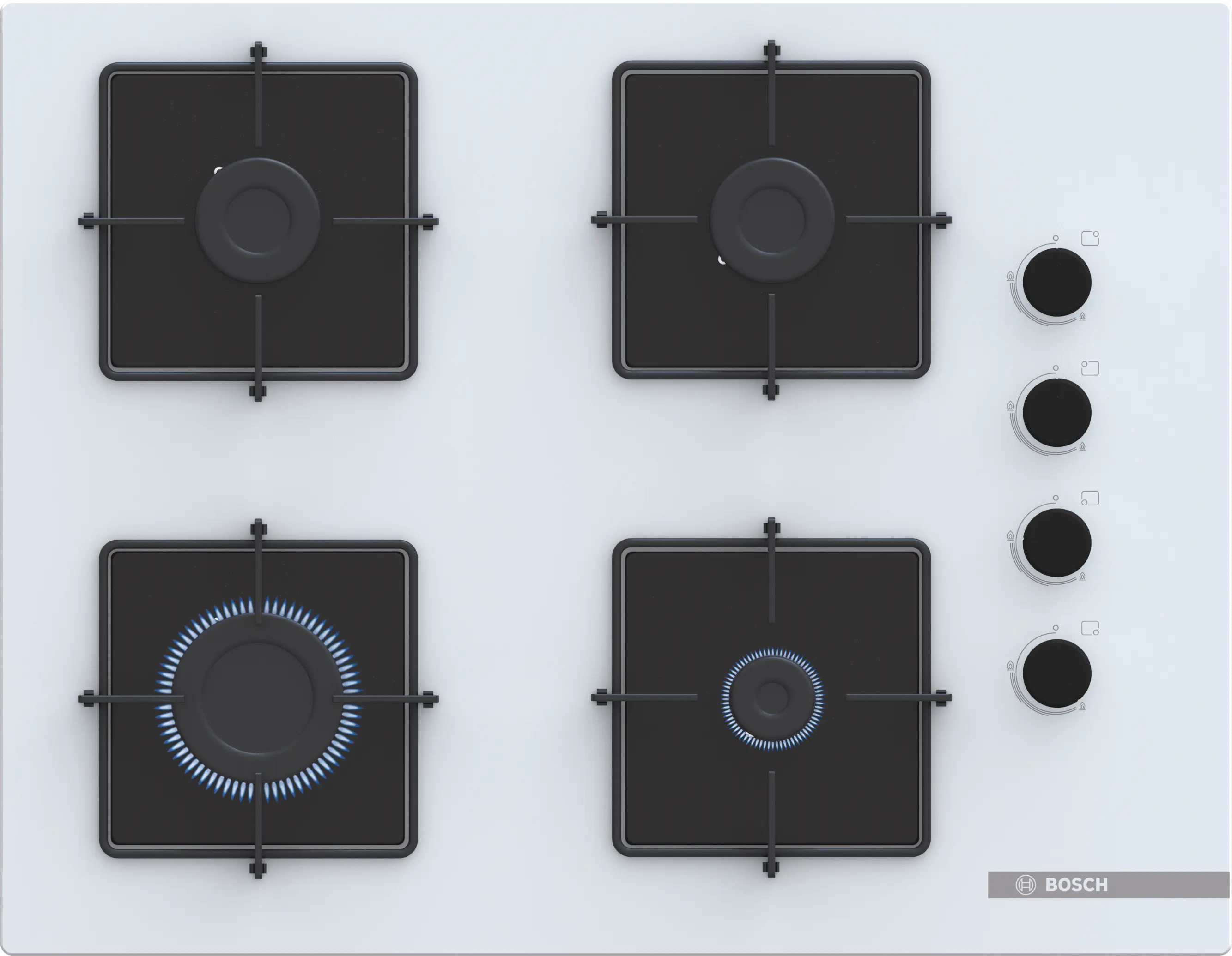 Serie 4 Gazlı Ocak 67 cm Sert cam, Beyaz - Gorsel 1