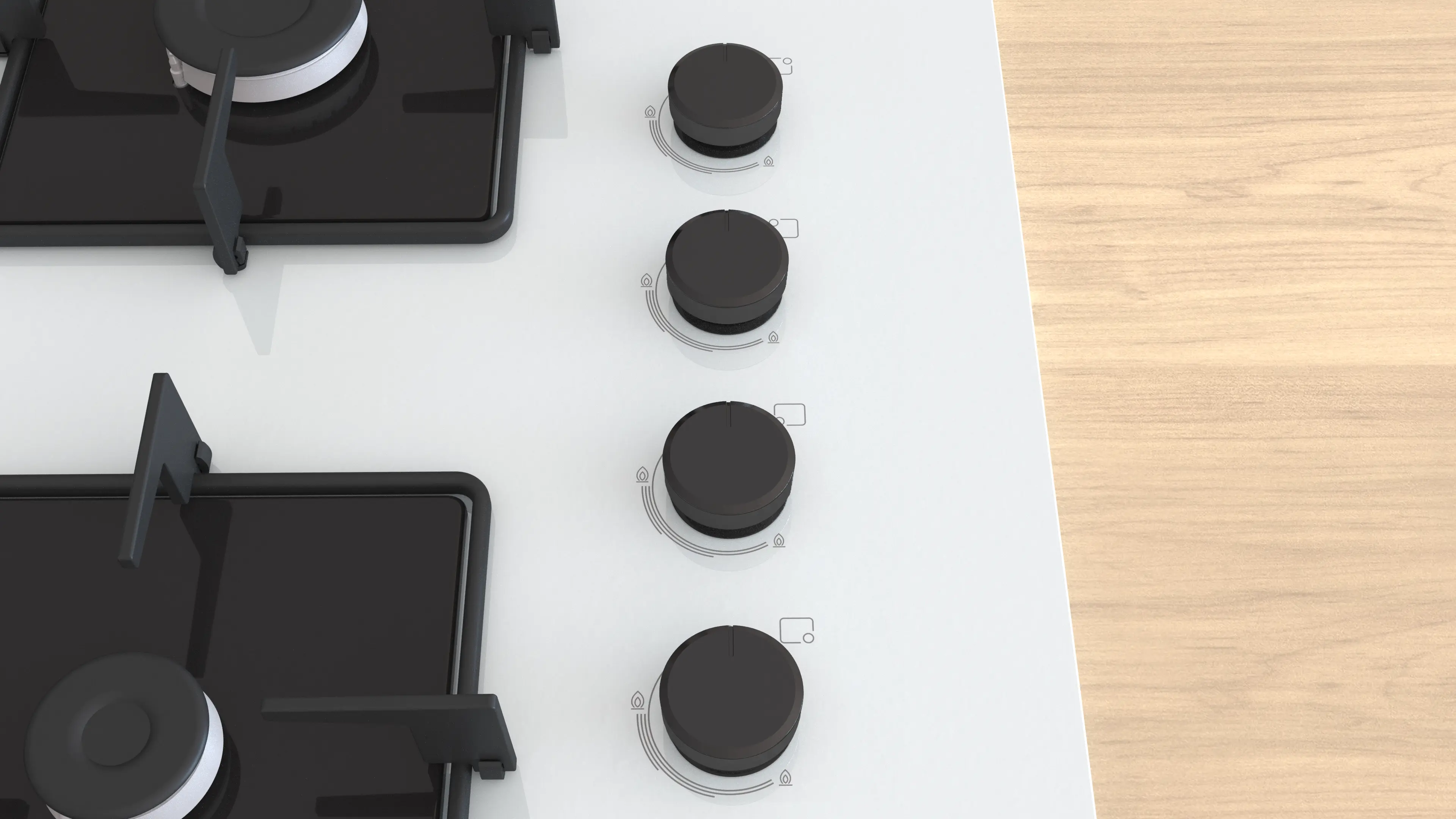 Serie 4 Gazlı Ocak 67 cm Sert cam, Beyaz - Gorsel 3