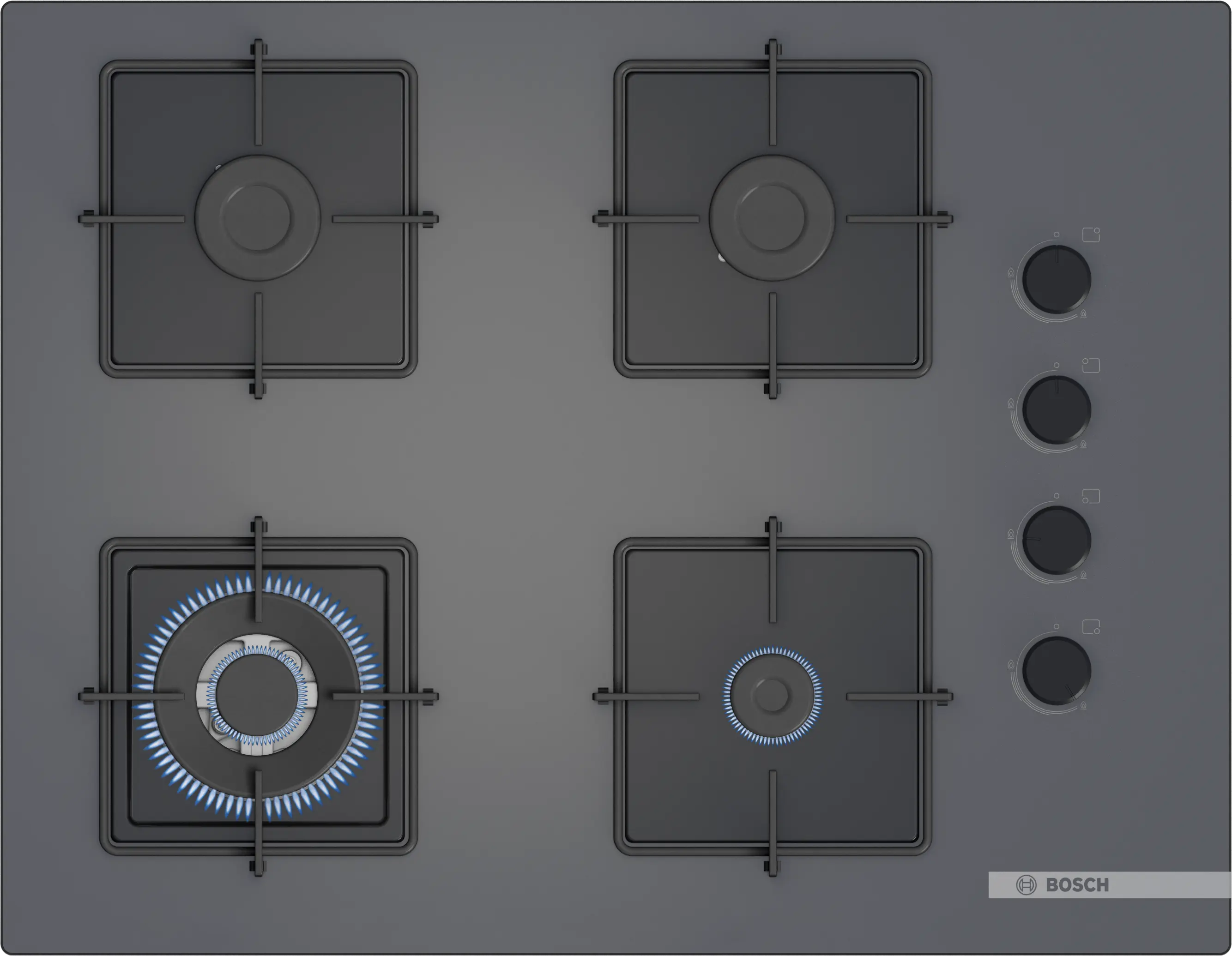 Serie 4 Gazlı Ocak 67 cm Sert cam, Antrasit gri - Gorsel 1