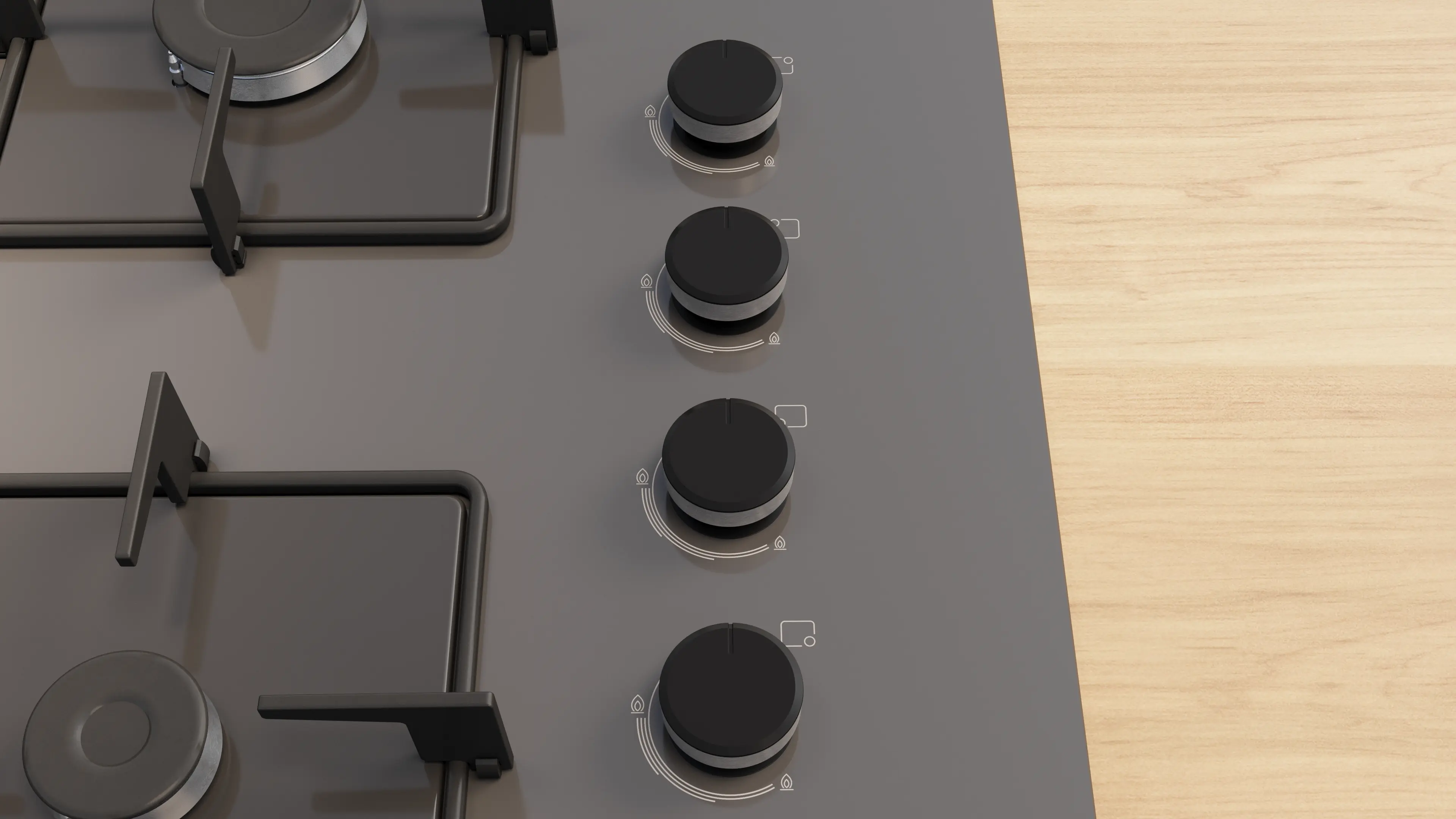 Serie 4 Gazlı Ocak 67 cm Sert cam, Antrasit gri - Gorsel 2