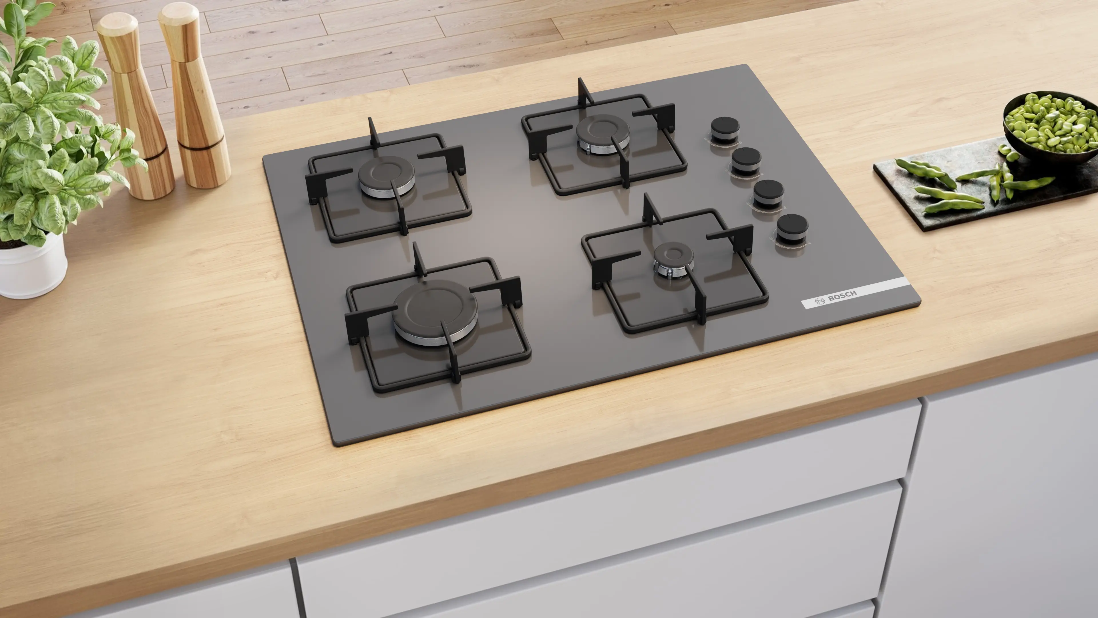 Serie 4 Gazlı Ocak 67 cm Sert cam, Antrasit gri - Gorsel 5