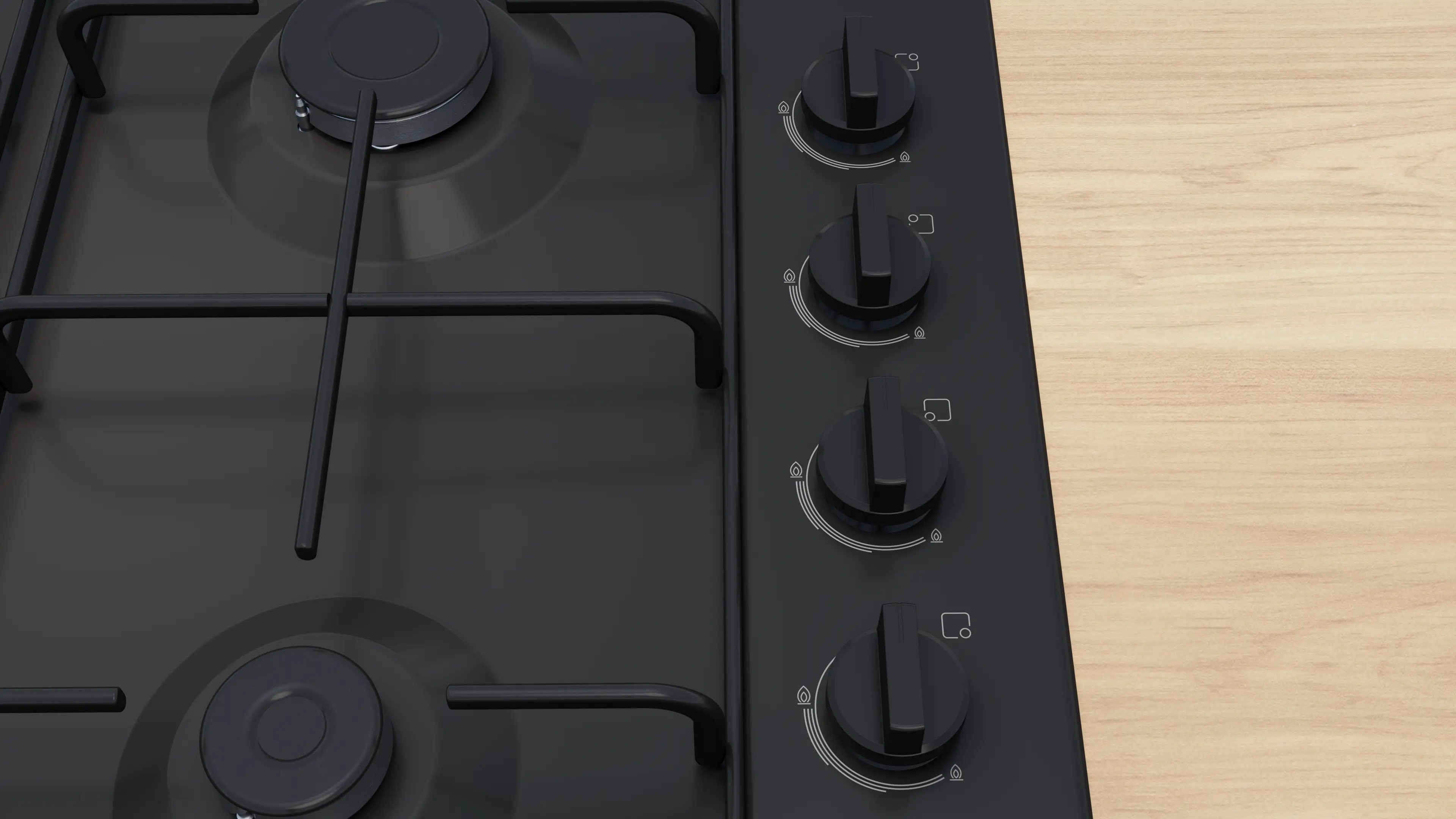 Serie 2 Gazlı Ocak 60 cm Emaye, Siyah - Gorsel 3