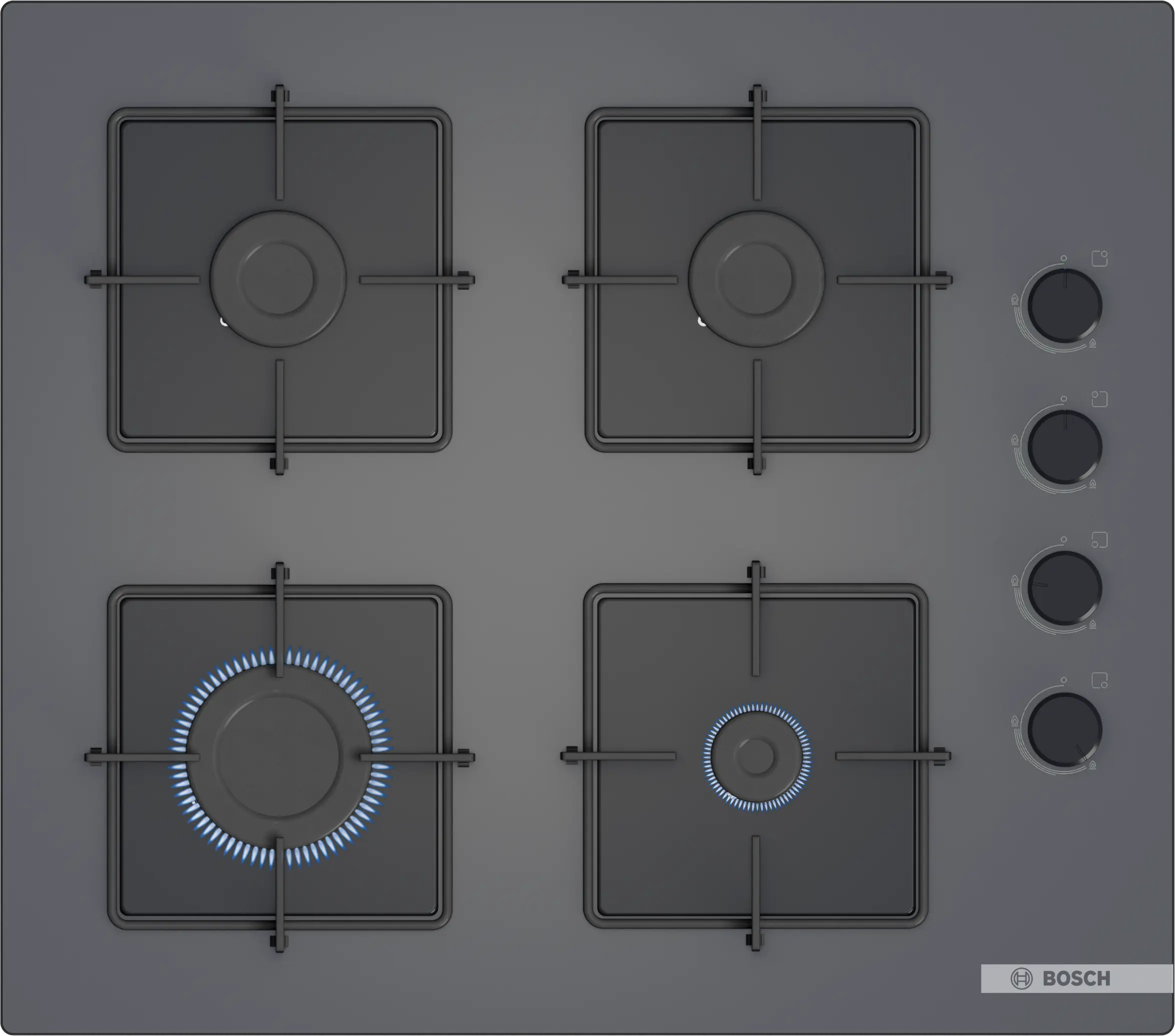 Serie 4 Gazlı Ocak 60 cm Sert cam, Antrasit gri - Gorsel 1