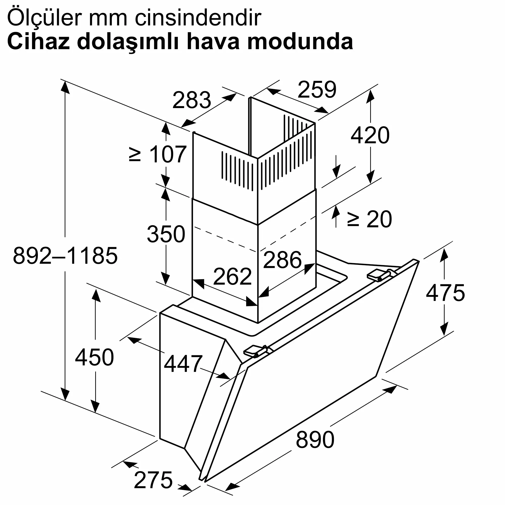 Serie 8 Duvar Tipi Davlumbaz 90 cm Siyah Cam, Siyah - Gorsel 9
