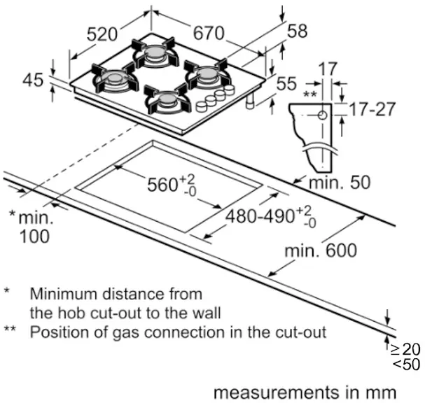 Serie 4 Gazlı Ocak 67 cm Sert cam, Beyaz - Gorsel 3