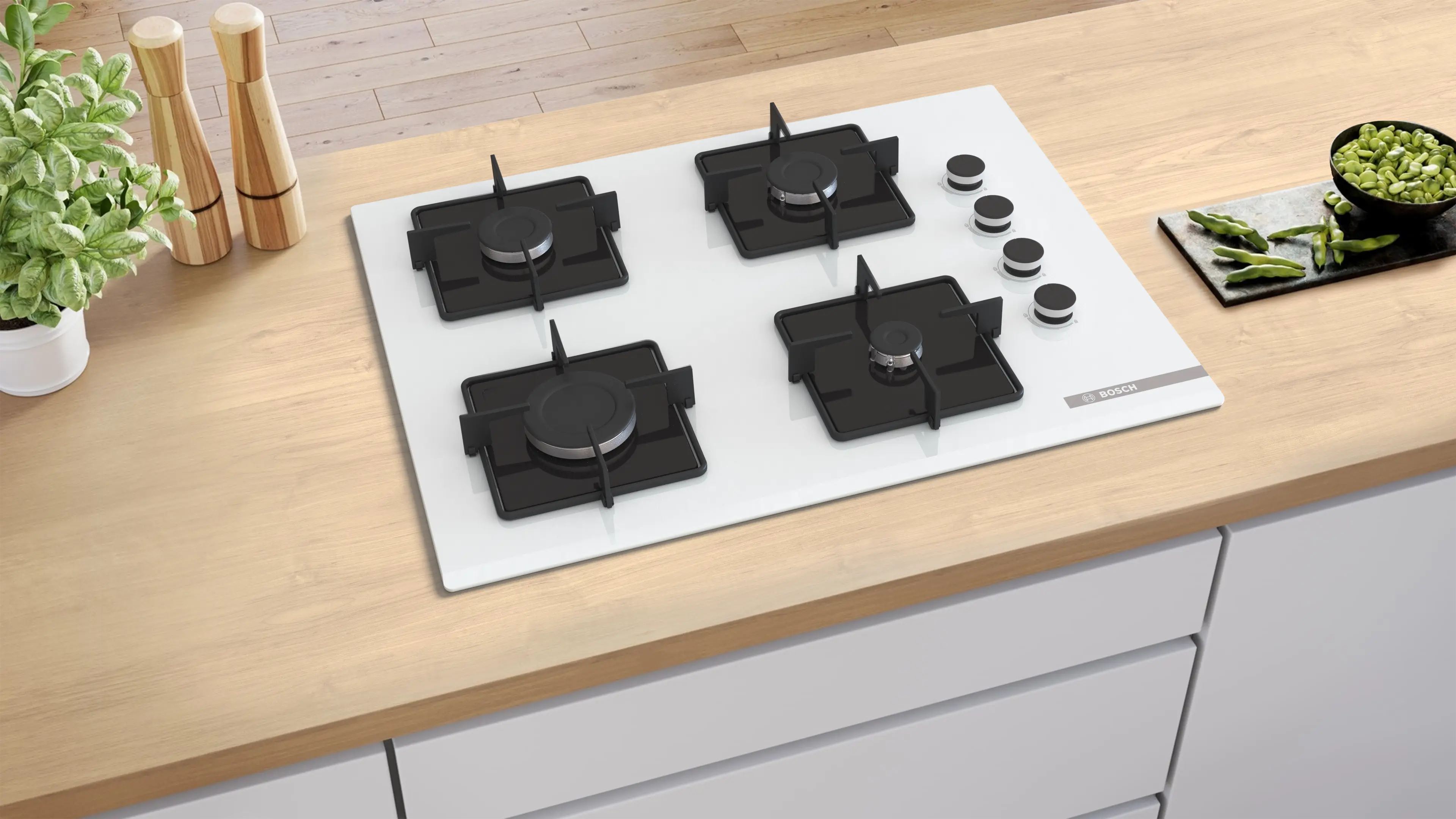 Serie 4 Gazlı Ocak 67 cm Sert cam, Beyaz - Gorsel 5