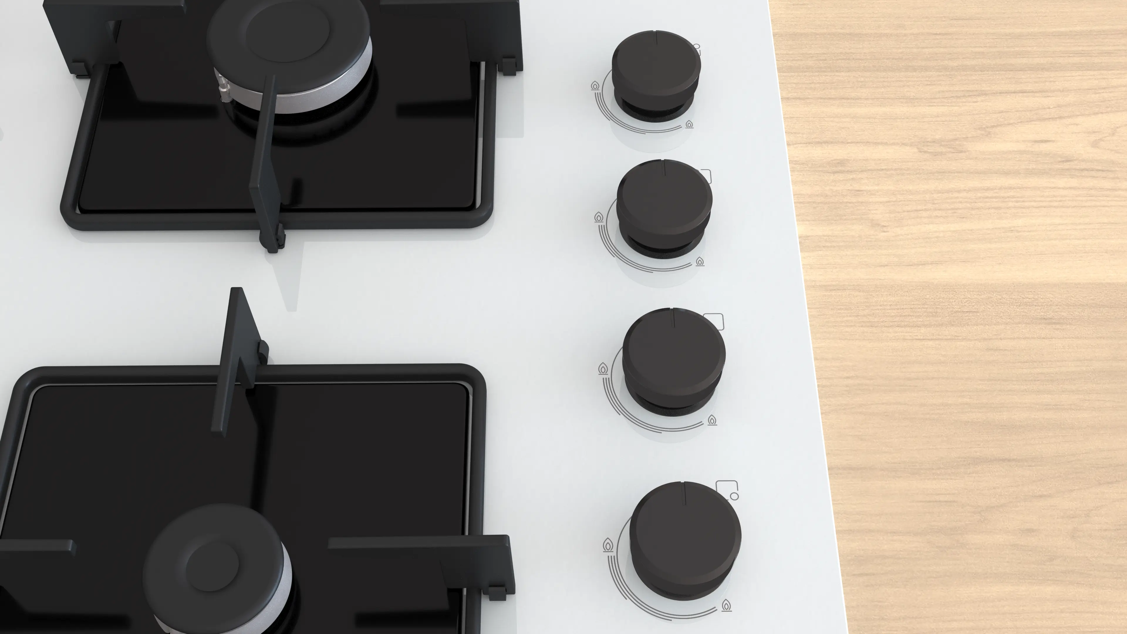 Serie 4 Gazlı Ocak 60 cm Sert cam, Beyaz - Gorsel 3