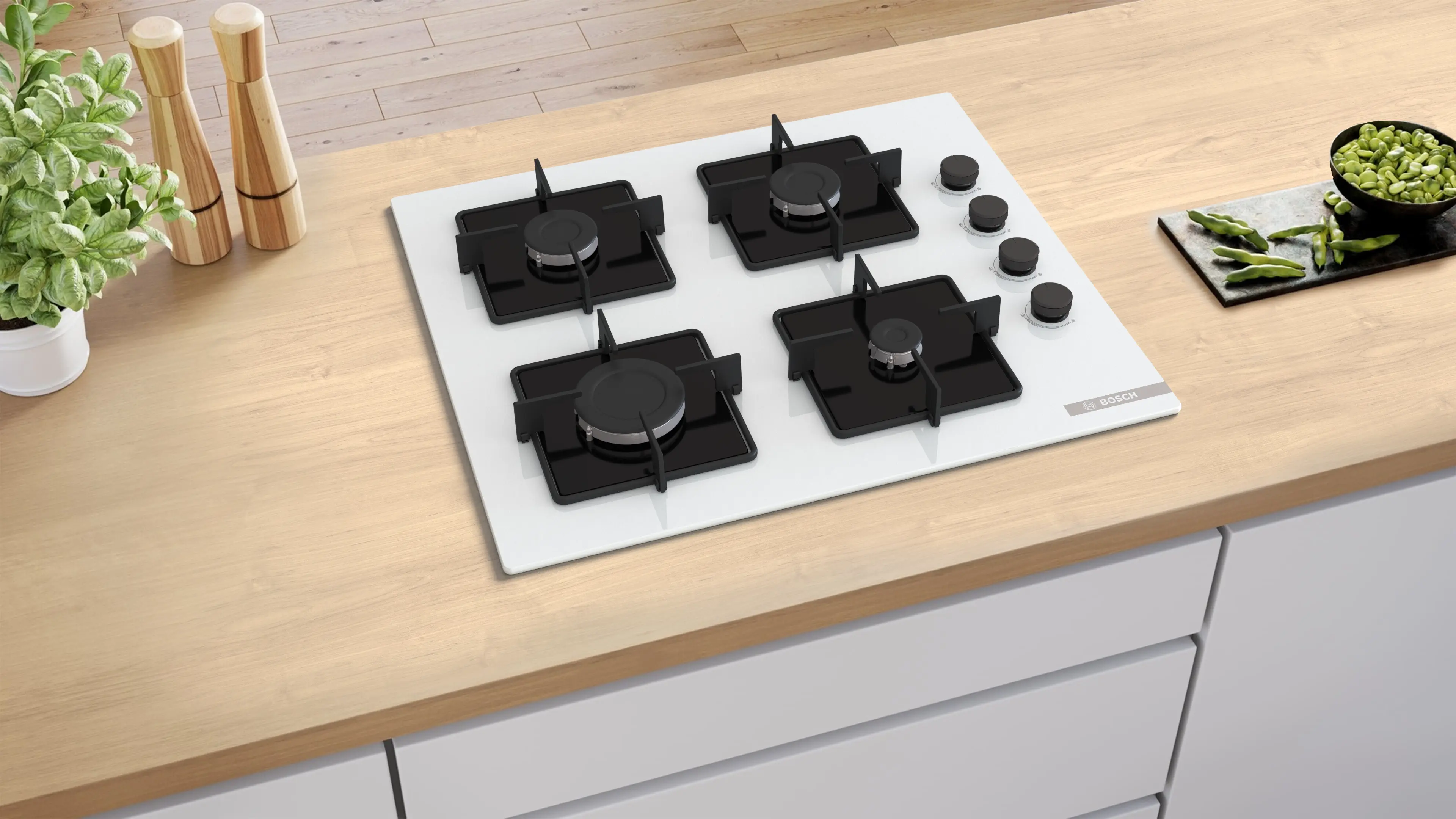 Serie 4 Gazlı Ocak 60 cm Sert cam, Beyaz - Gorsel 5