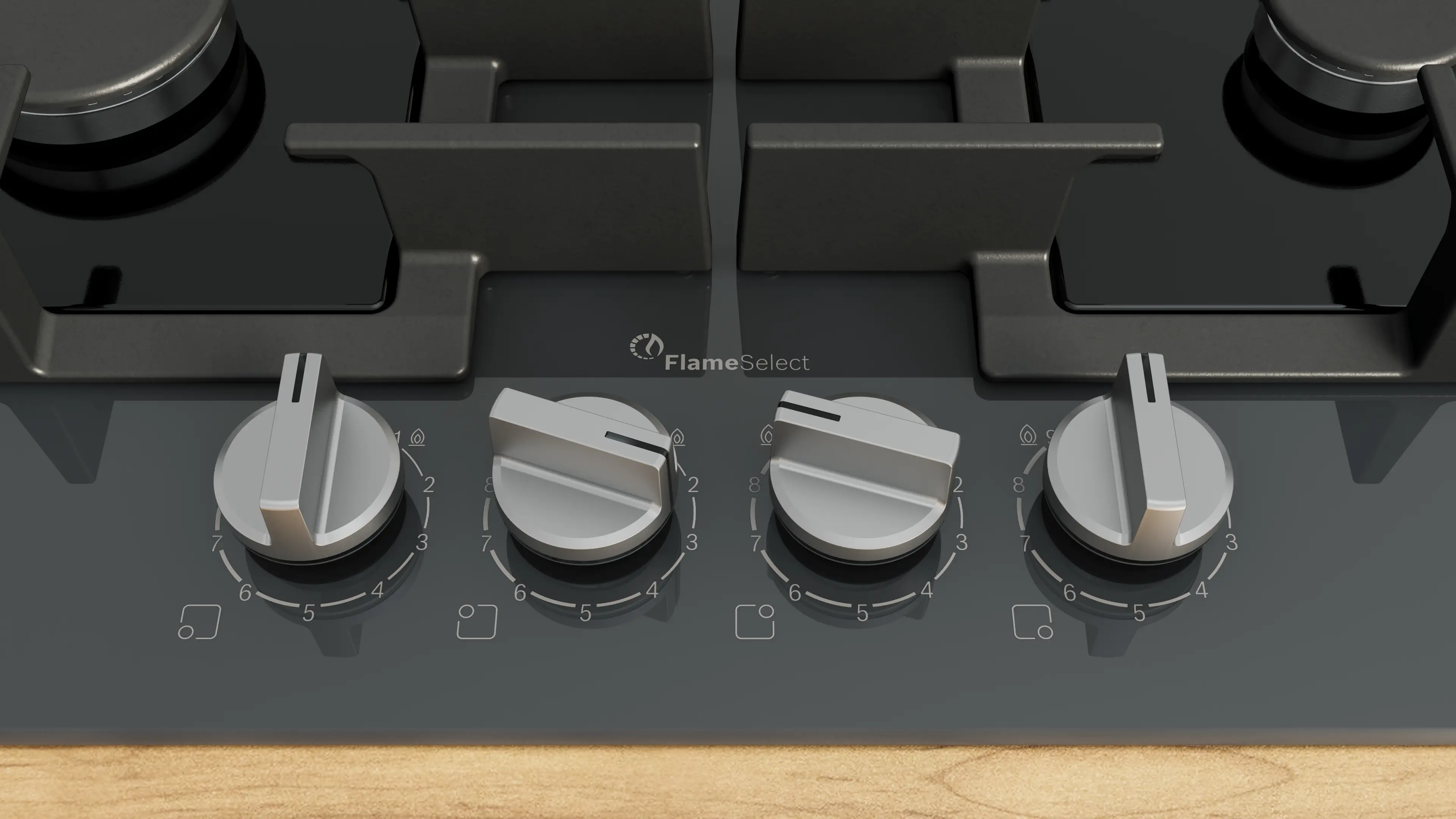 Serie 6 Gazlı Ocak 60 cm Sert cam, Antrasit gri - Gorsel 2