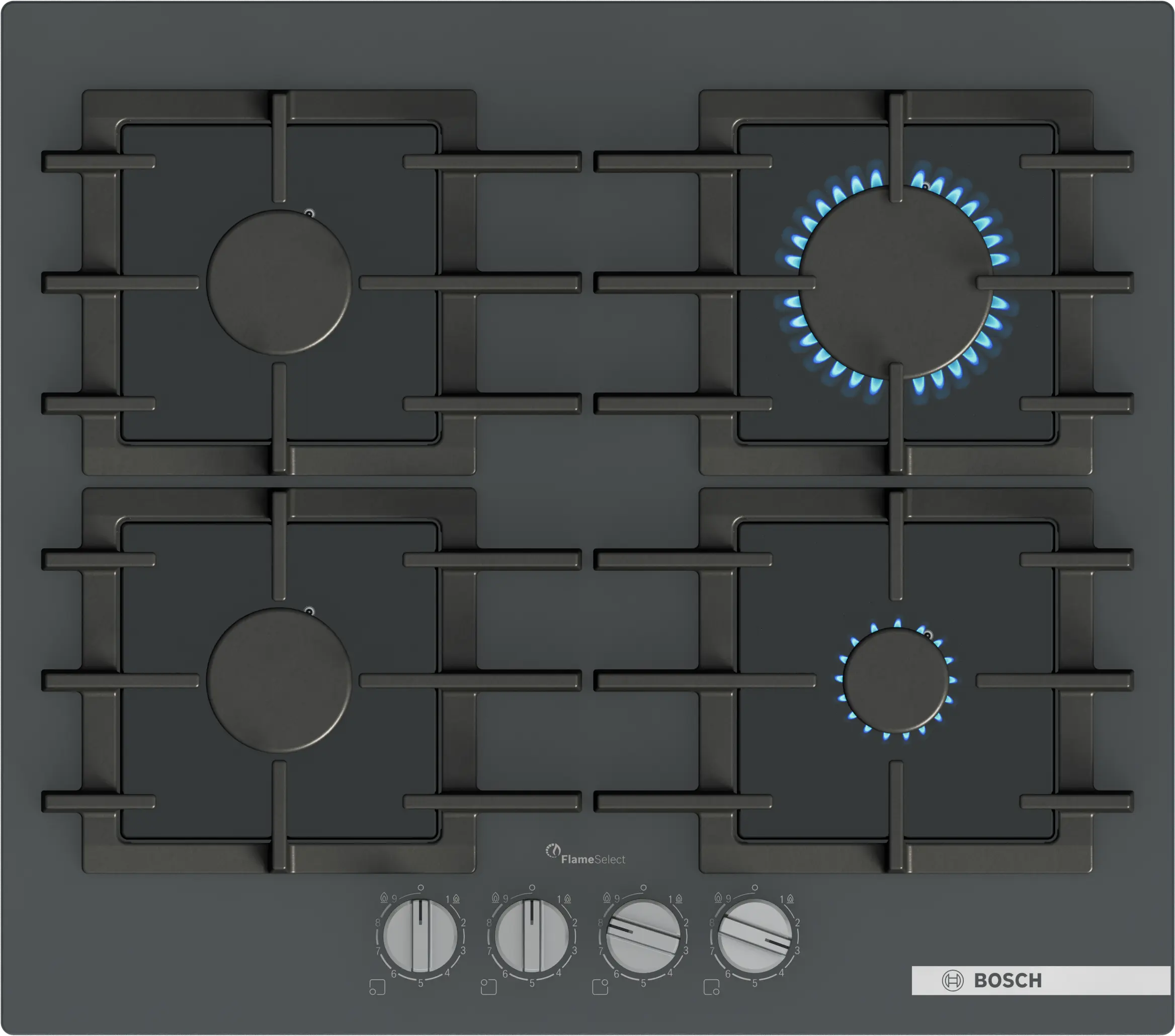 Serie 6 Gazlı Ocak 60 cm Sert cam, Antrasit gri - Gorsel 1