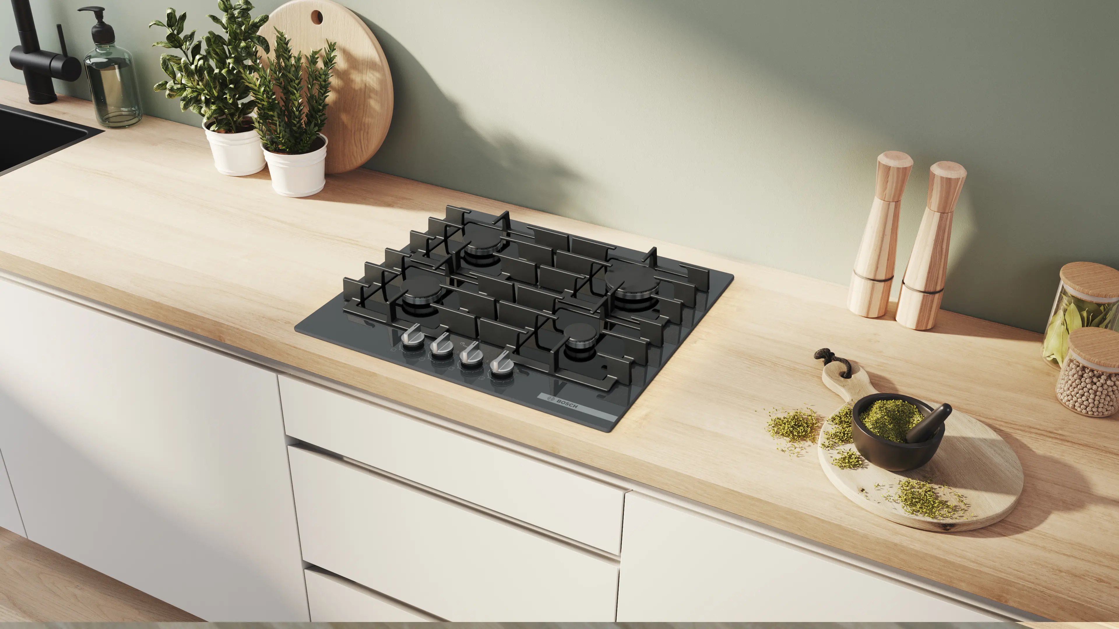 Serie 6 Gazlı Ocak 60 cm Sert cam, Antrasit gri - Gorsel 4