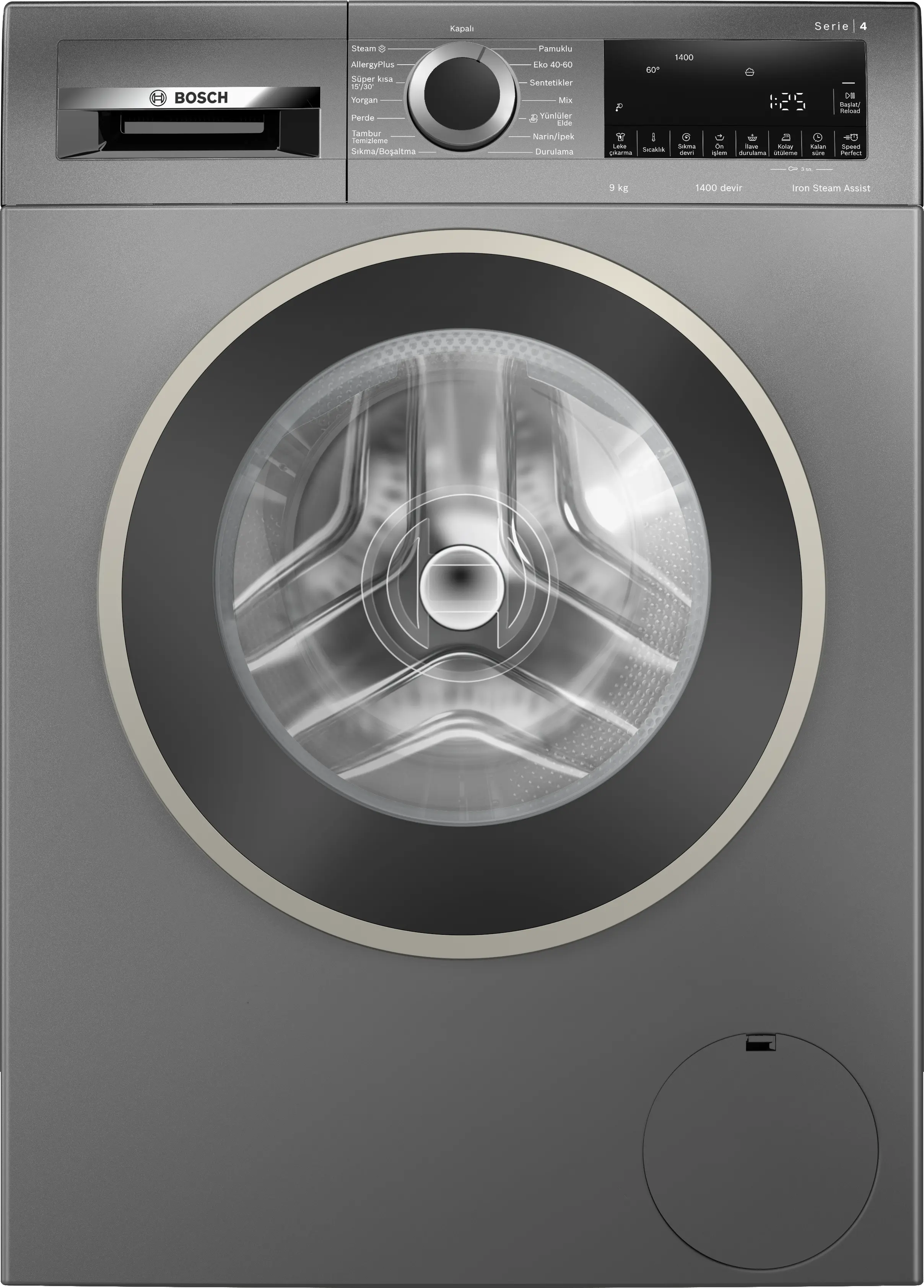 Serie 4 Çamaşır Makinesi 9 kg maks. 1400 dev./dak., Antrasit - Gorsel 1