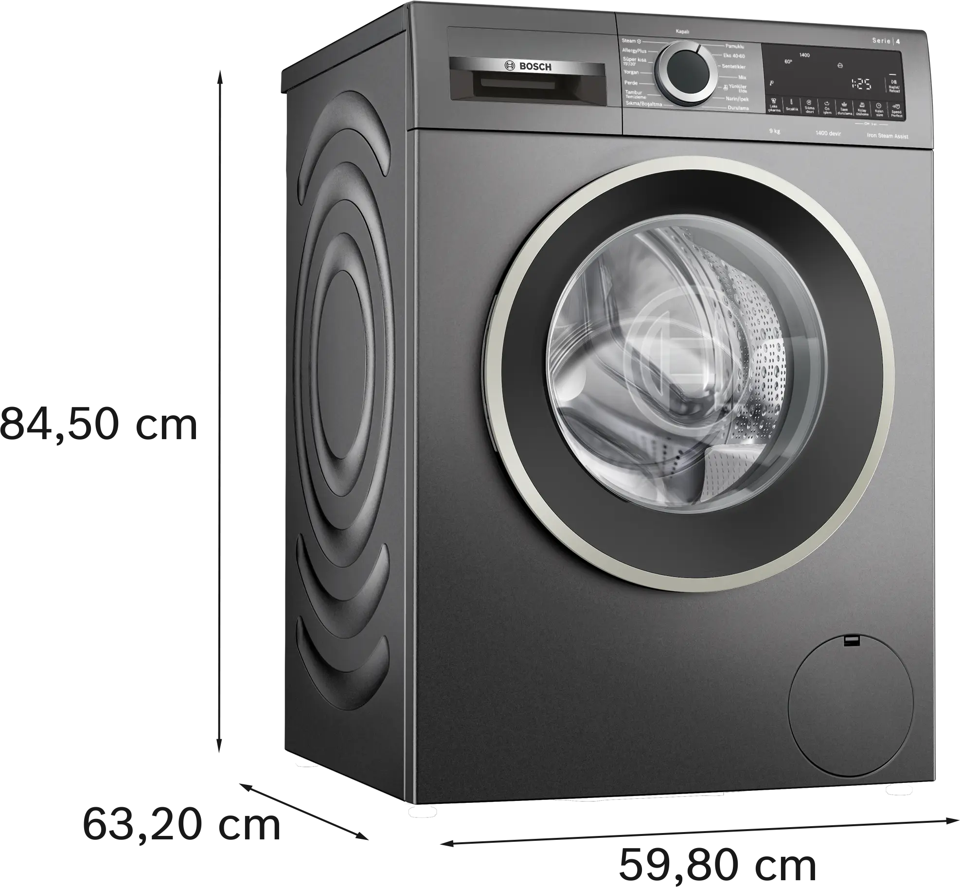 Serie 4 Çamaşır Makinesi 9 kg maks. 1400 dev./dak., Antrasit - Gorsel 5