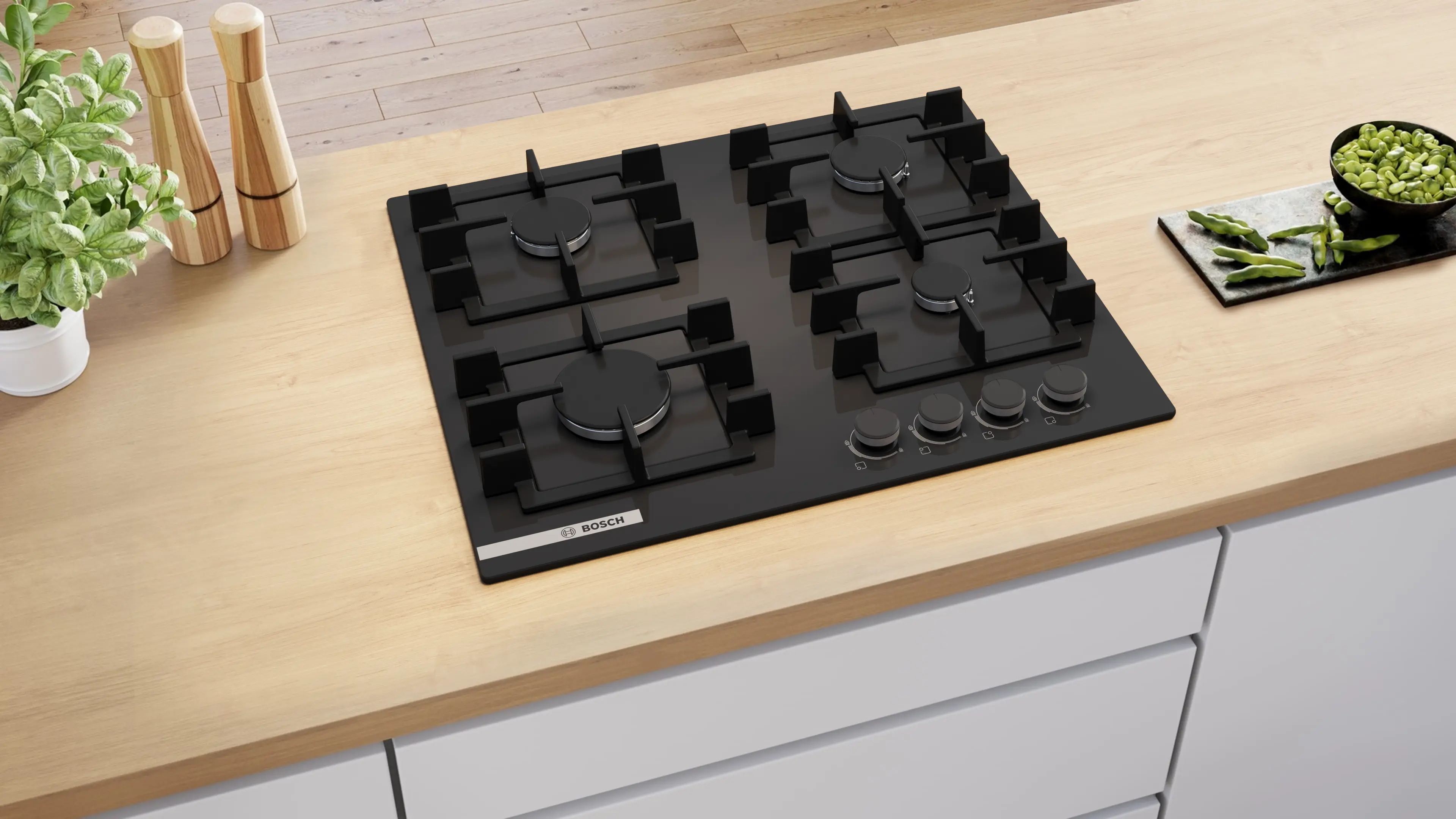 Serie 4 Gazlı Ocak 60 cm Sert cam, Siyah - Gorsel 4