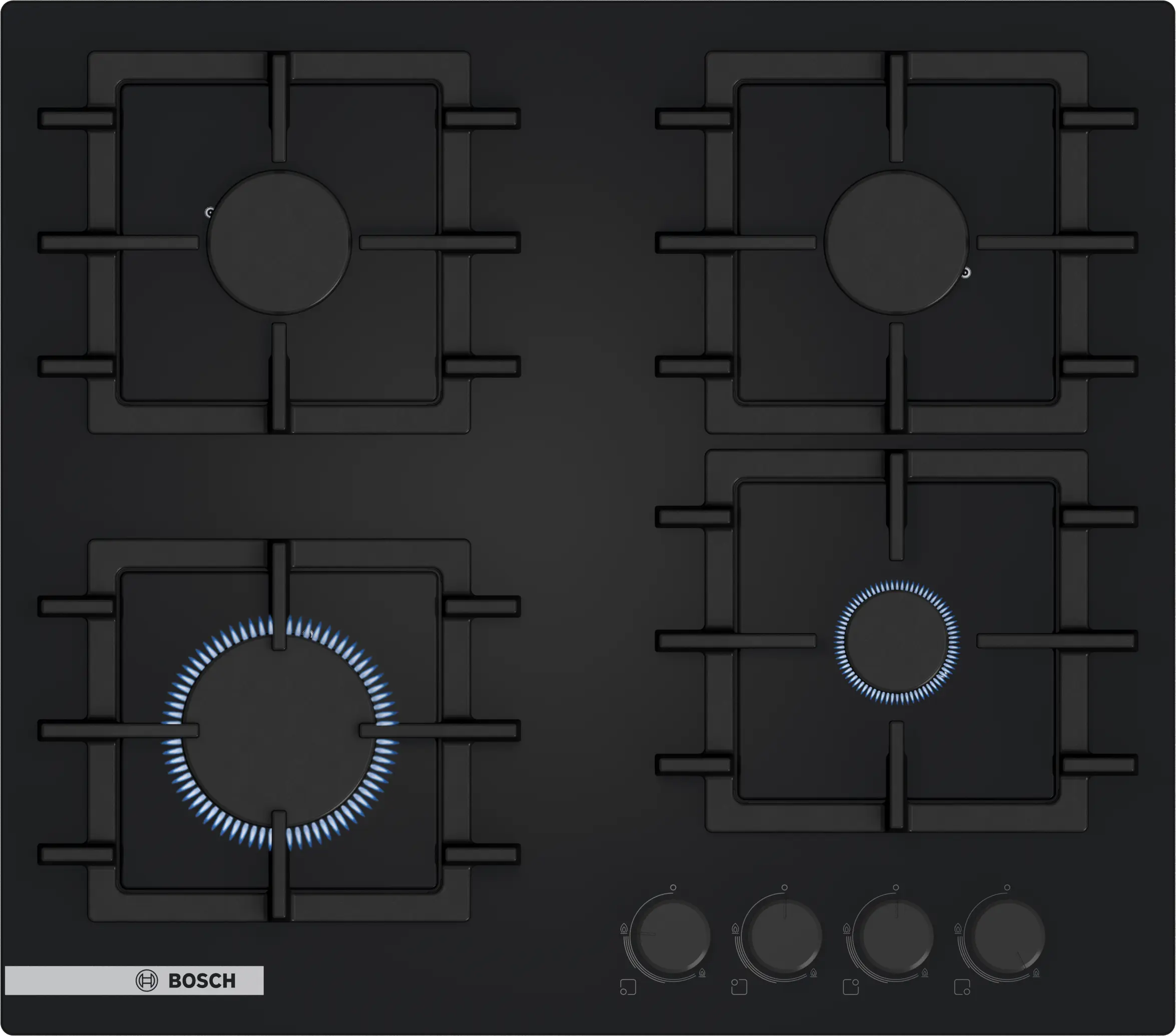Serie 4 Gazlı Ocak 60 cm Sert cam, Siyah - Gorsel 1