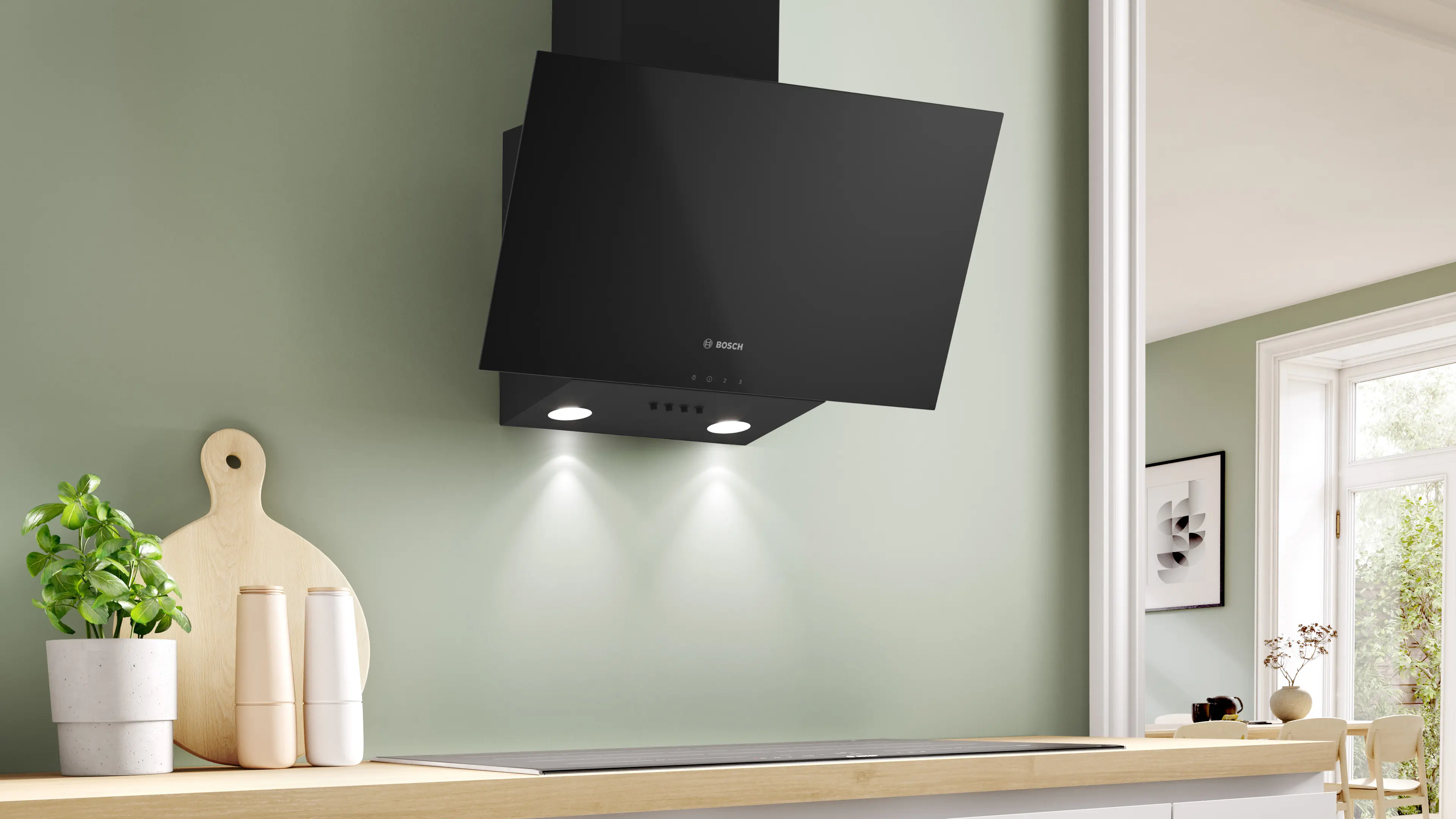 Serie 2 Duvar Tipi Davlumbaz 60 cm Siyah Cam, Siyah - Gorsel 2