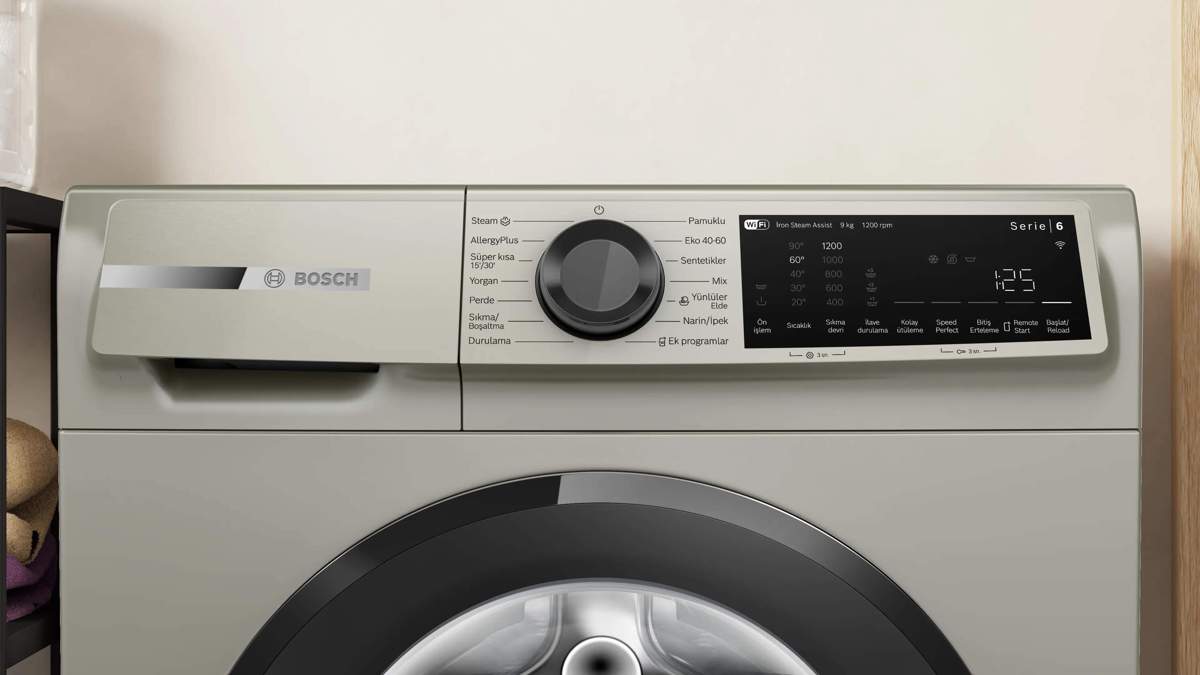 Serie 6 Çamaşır Makinesi 9 kg maks. 1200 dev./dak., Gümüş - Gorsel 2