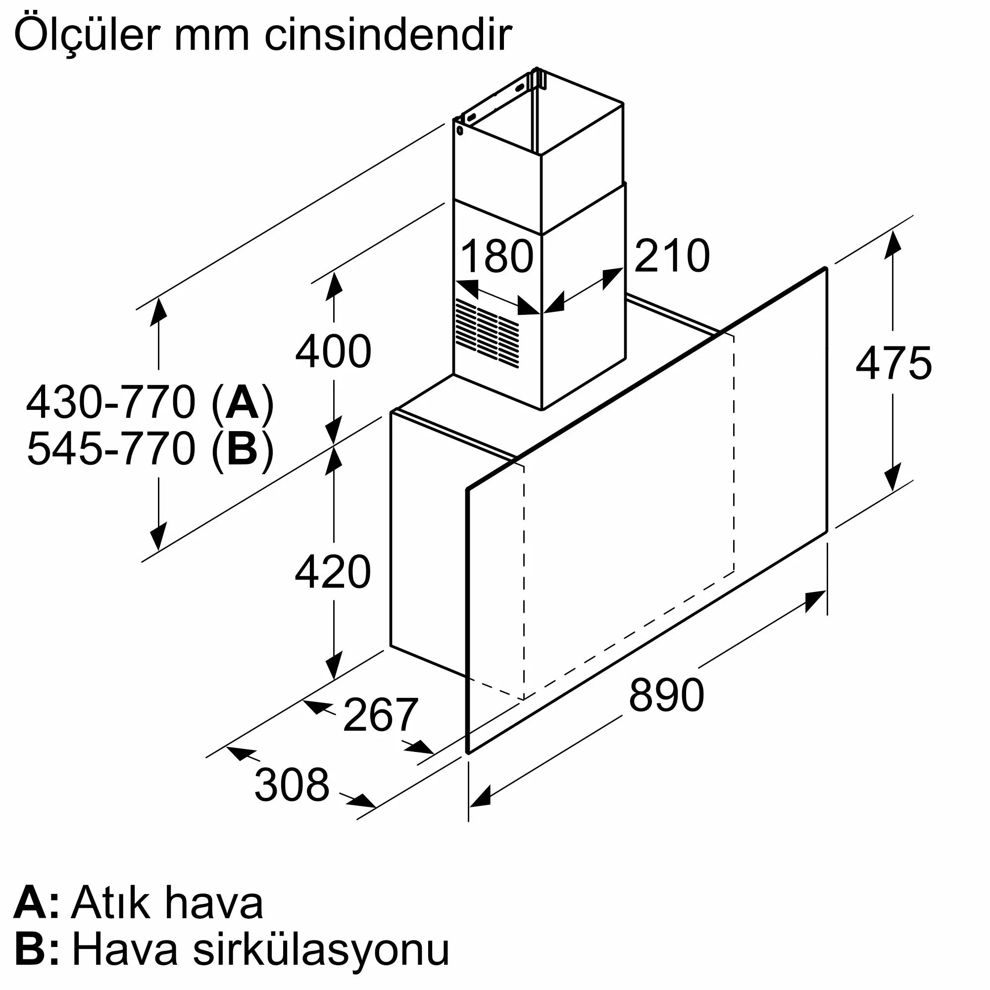 Serie 4 Duvar Tipi Davlumbaz 90 cm Siyah Cam, Siyah - Gorsel 6