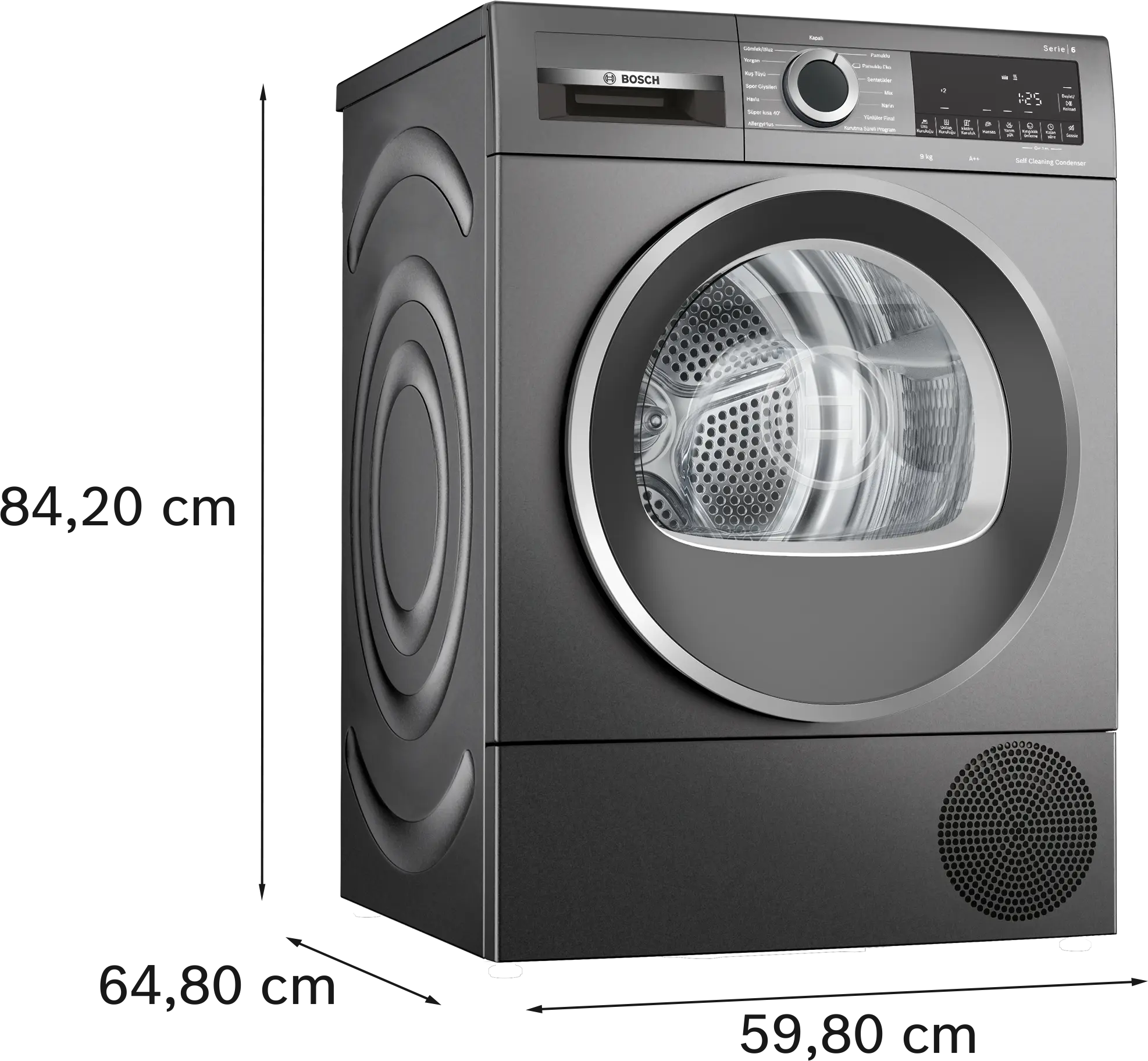 Serie 6 Isı Pompalı Kurutma Makinesi 9 kg Antrasit - Gorsel 5