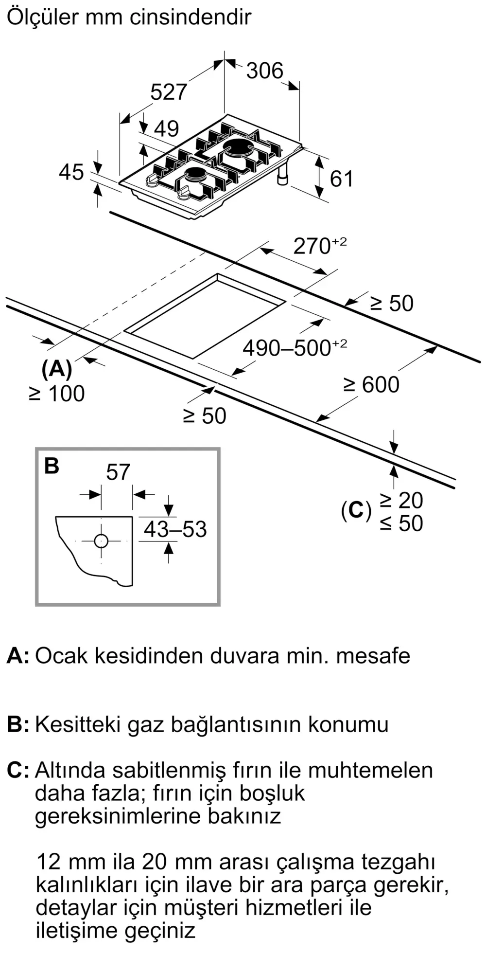 Serie 8 Gazlı Domino Ocak 30 cm Seramik, Siyah - Gorsel 6