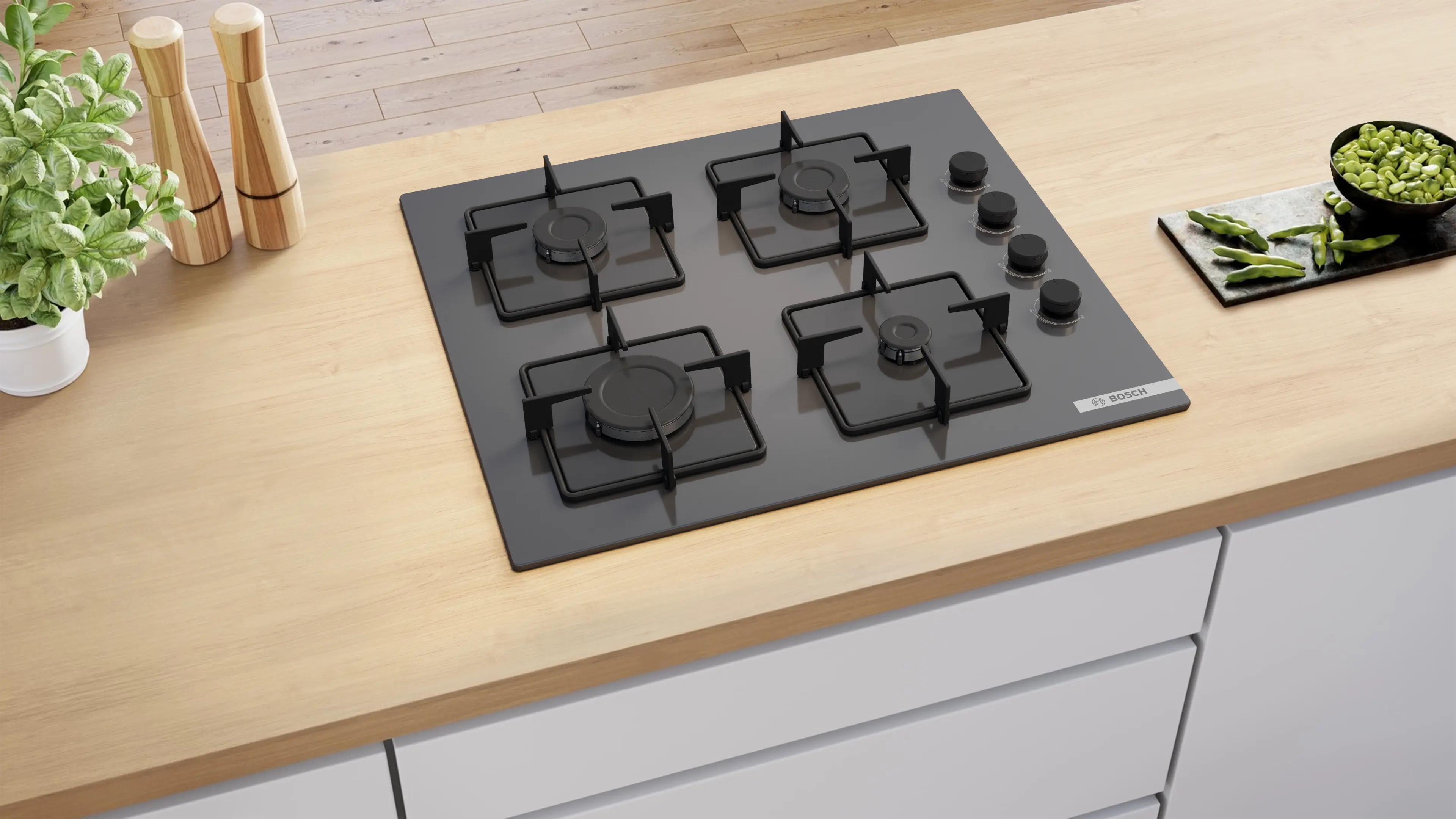 Serie 4 Gazlı Ocak 60 cm Sert cam, Antrasit gri - Gorsel 5