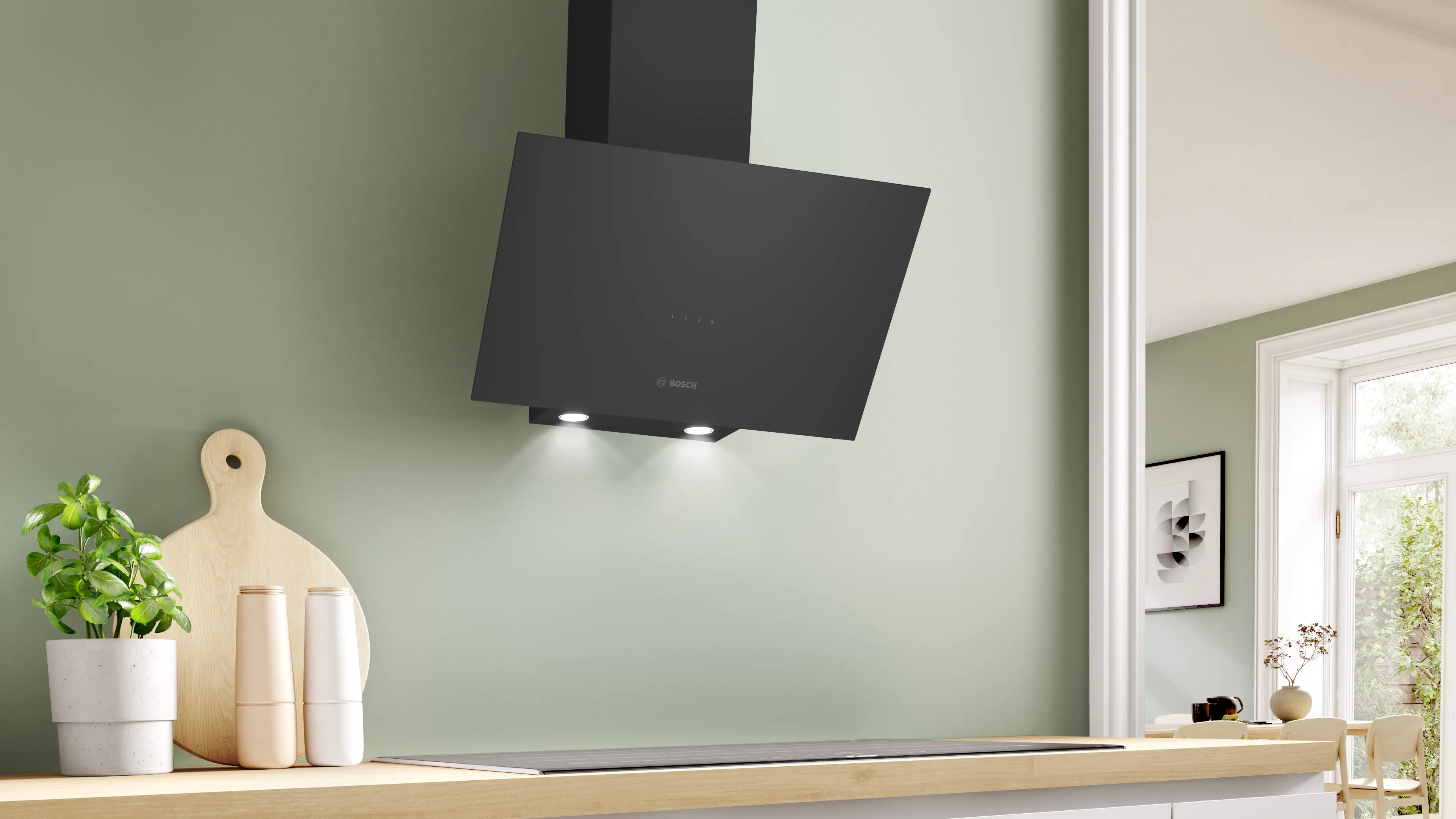 Serie 2 Duvar Tipi Davlumbaz 60 cm Siyah Cam, Siyah - Gorsel 2