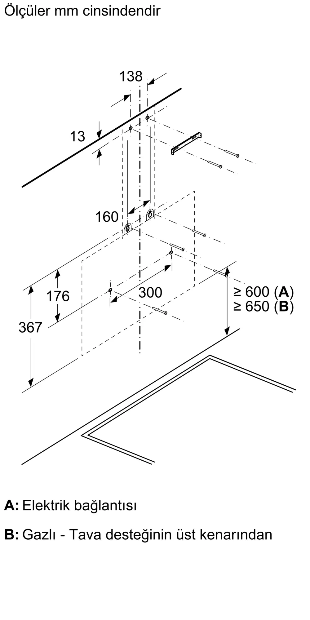 Serie 2 Duvar Tipi Davlumbaz 60 cm Siyah Cam, Siyah - Gorsel 9