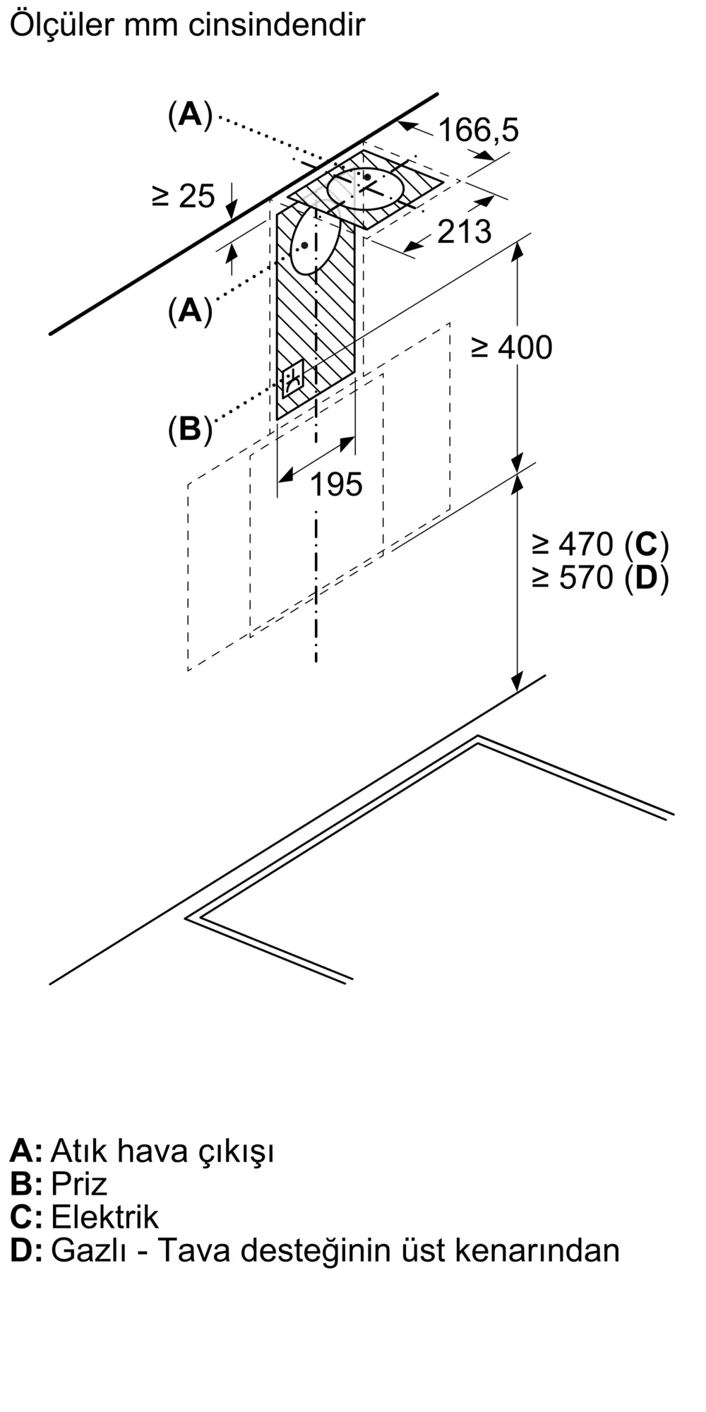 Serie 2 Duvar Tipi Davlumbaz 60 cm Siyah Cam, Siyah - Gorsel 8