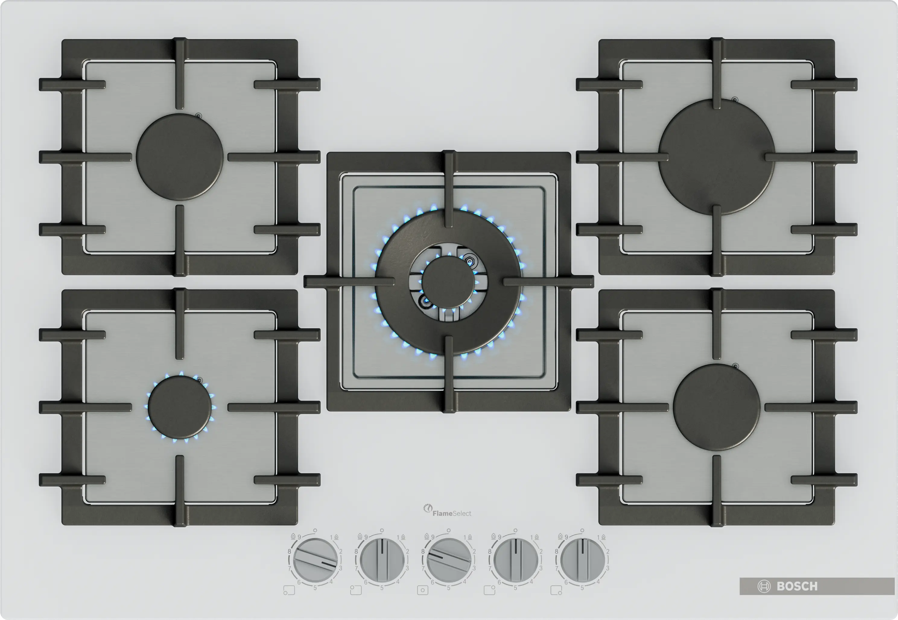 Serie 6 Gazlı Ocak 75 cm Sert cam, Beyaz - Gorsel 1