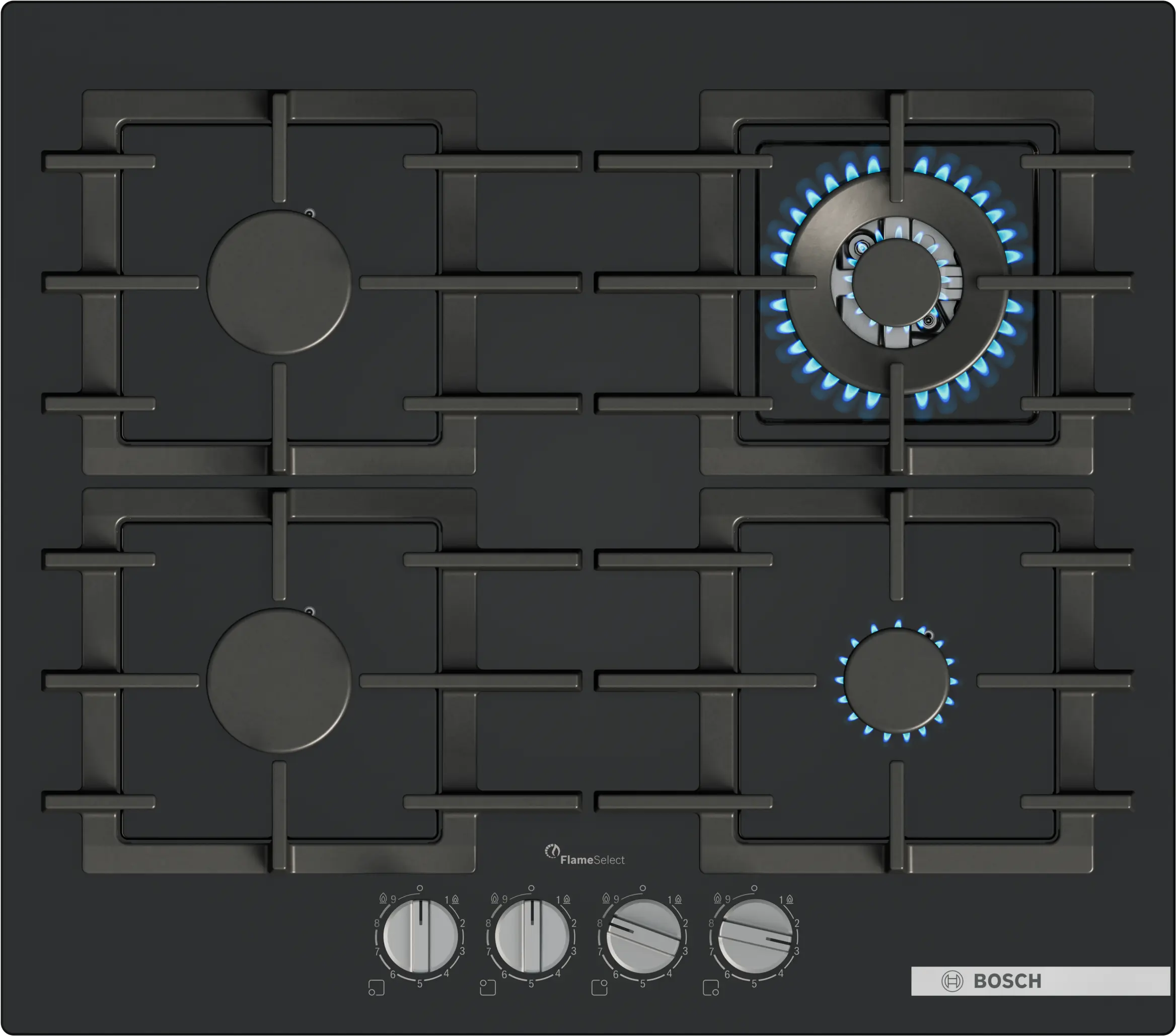 Serie 6 Gazlı Ocak 60 cm Sert cam, Siyah - Gorsel 1