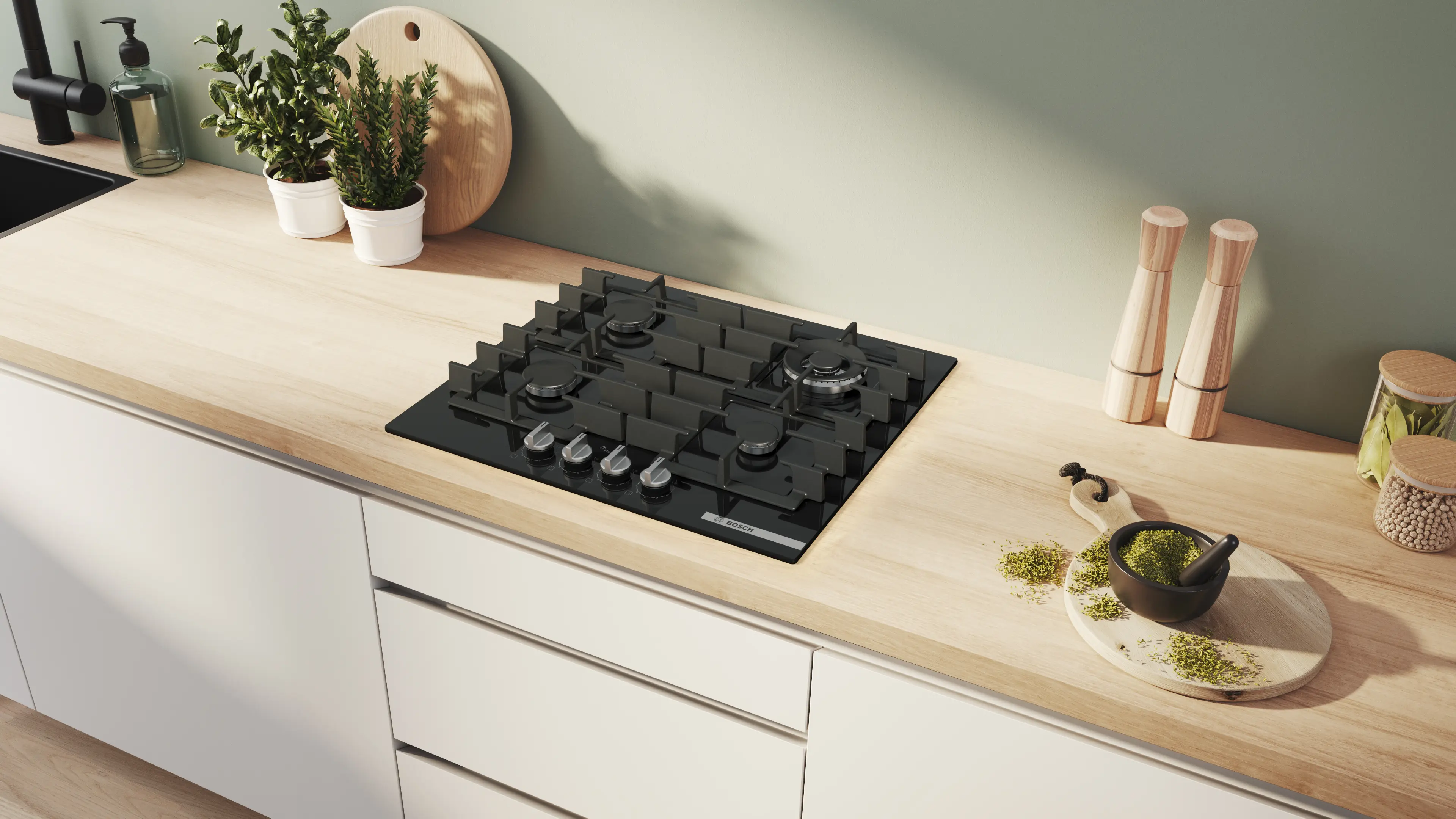 Serie 6 Gazlı Ocak 60 cm Sert cam, Siyah - Gorsel 4