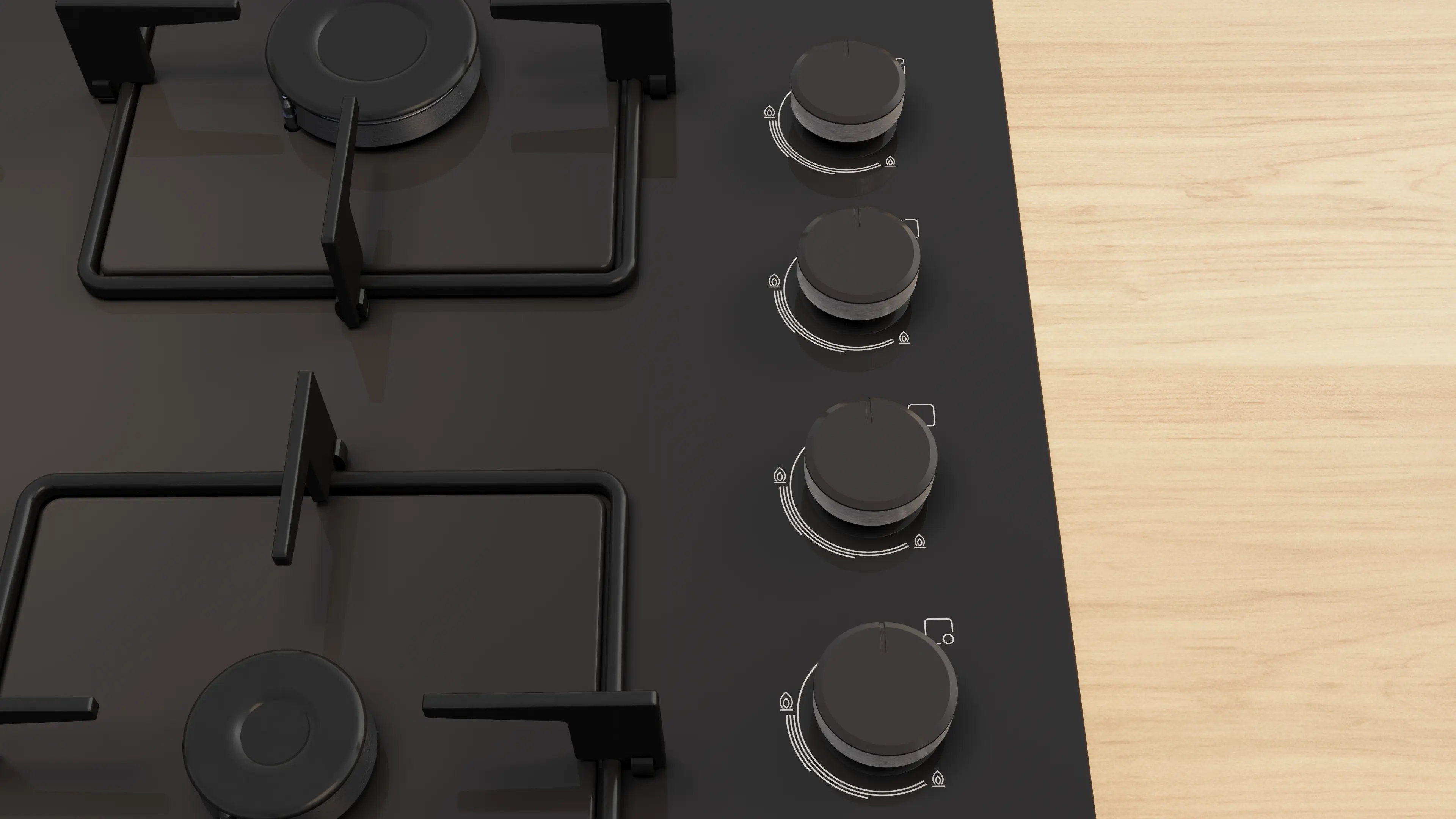 Serie 4 Gazlı Ocak 60 cm Sert cam, Siyah - Gorsel 2