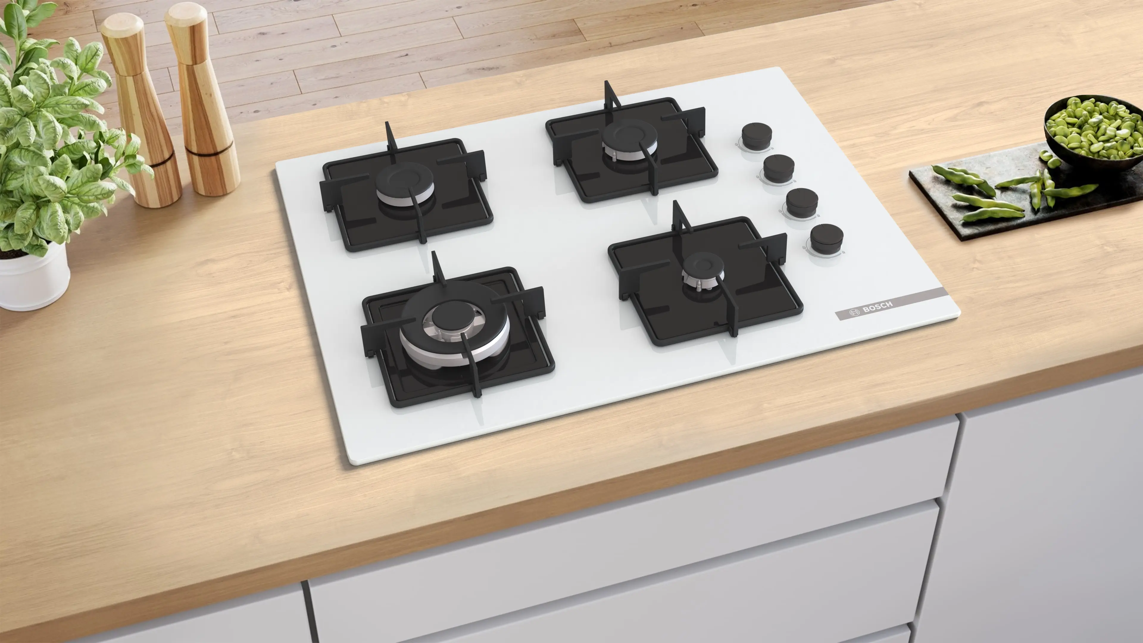 Serie 4 Gazlı Ocak 67 cm Sert cam, Beyaz - Gorsel 5