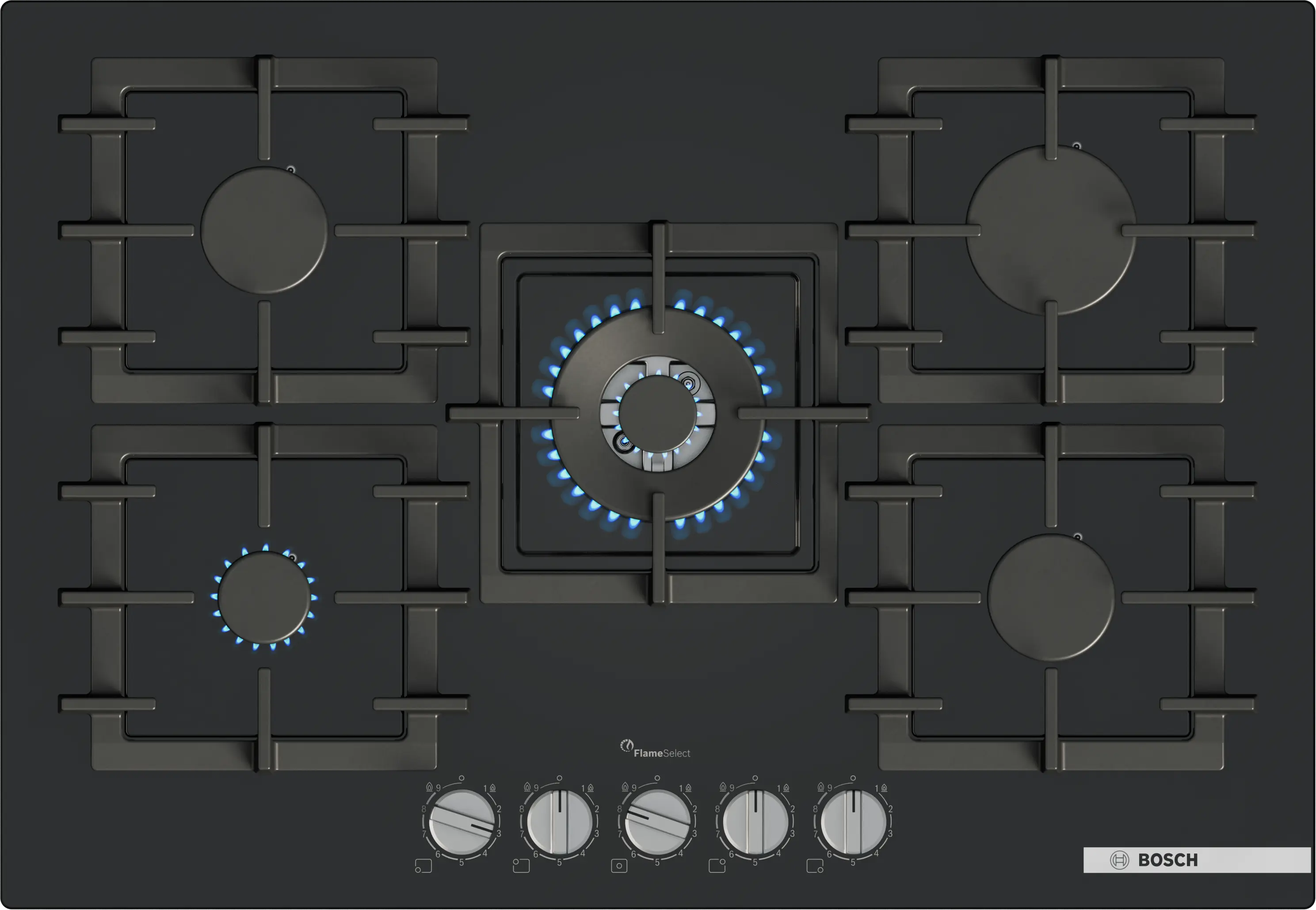 Serie 6 Gazlı Ocak 75 cm Sert cam, Siyah - Gorsel 1
